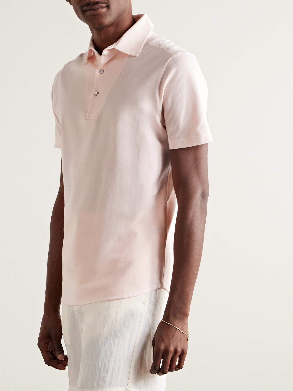 Shop Loro Piana Cotton-piqué Polo Shirt In Pink