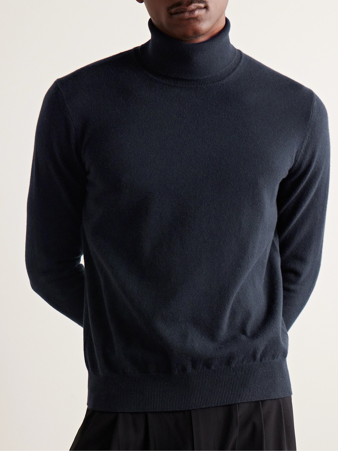 Shop Loro Piana Slim-fit Baby Cashmere Rollneck Sweater In Blue