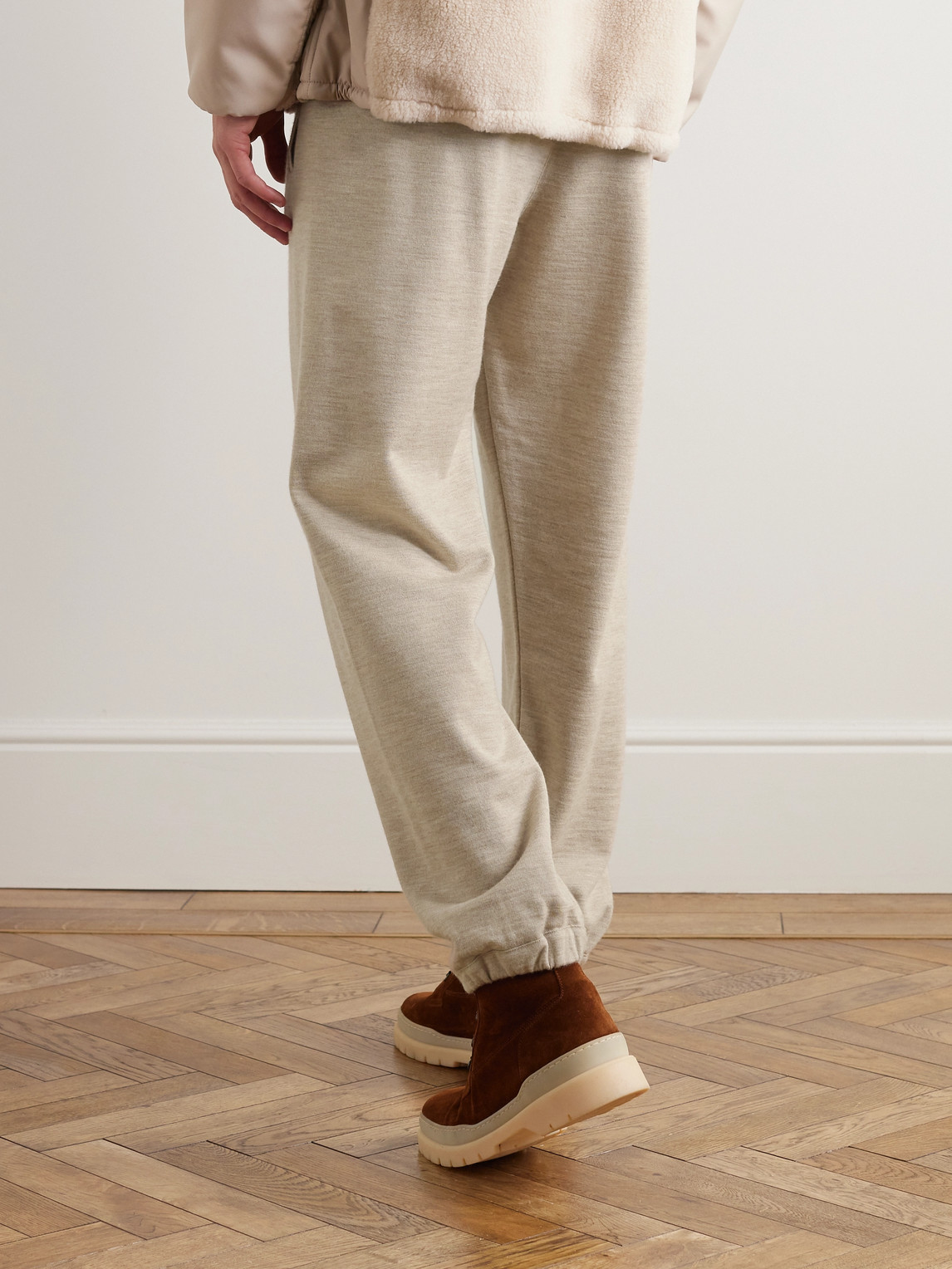 Shop Loro Piana Tapered Cashmere-jersey Sweatpants In Neutrals