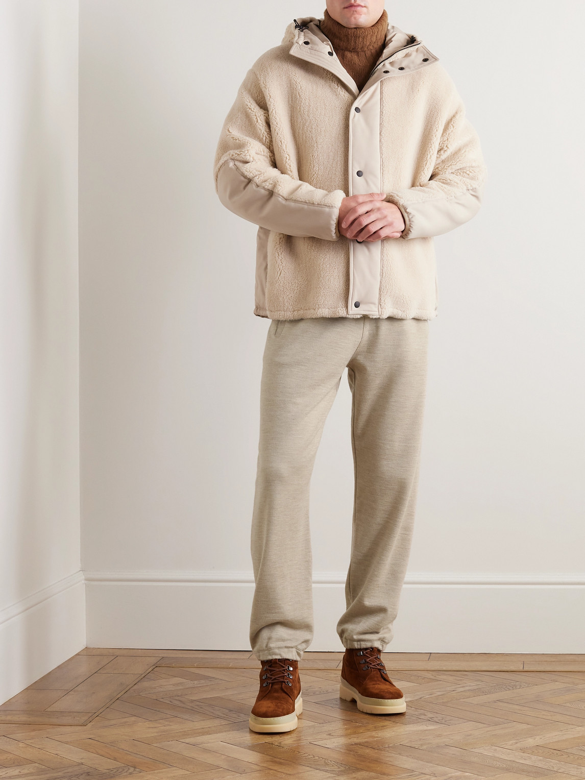 Shop Loro Piana Tapered Cashmere-jersey Sweatpants In Neutrals