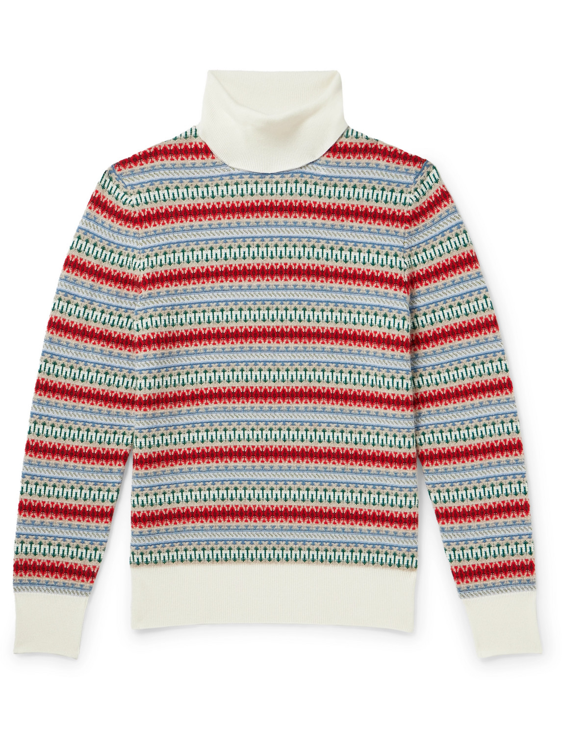 Loro Piana Fair Isle Cashmere Rollneck Sweater In Neutrals