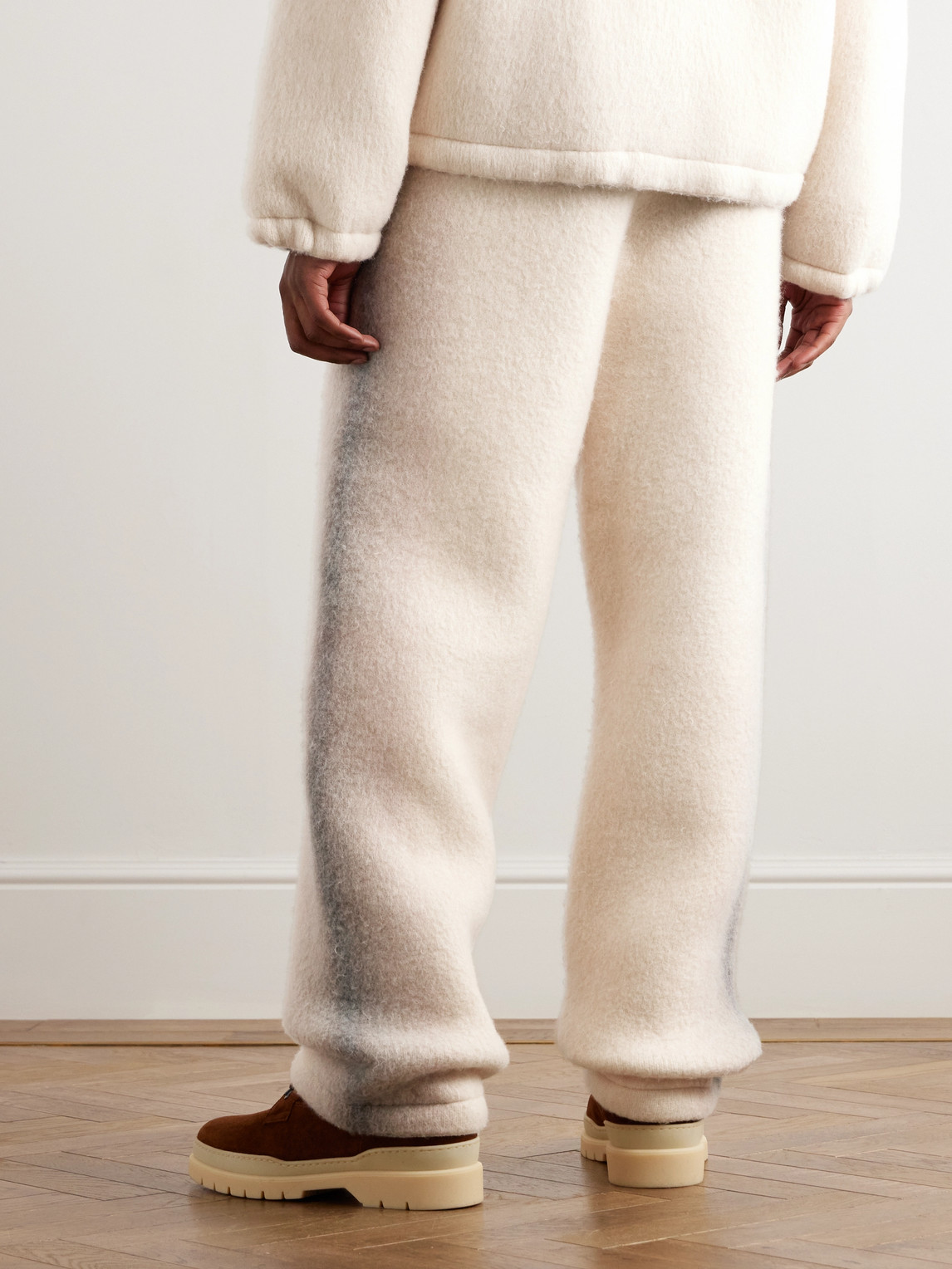 Loro Piana Straight-leg Dégradé Cashmere-fleece Sweatpants In Gray