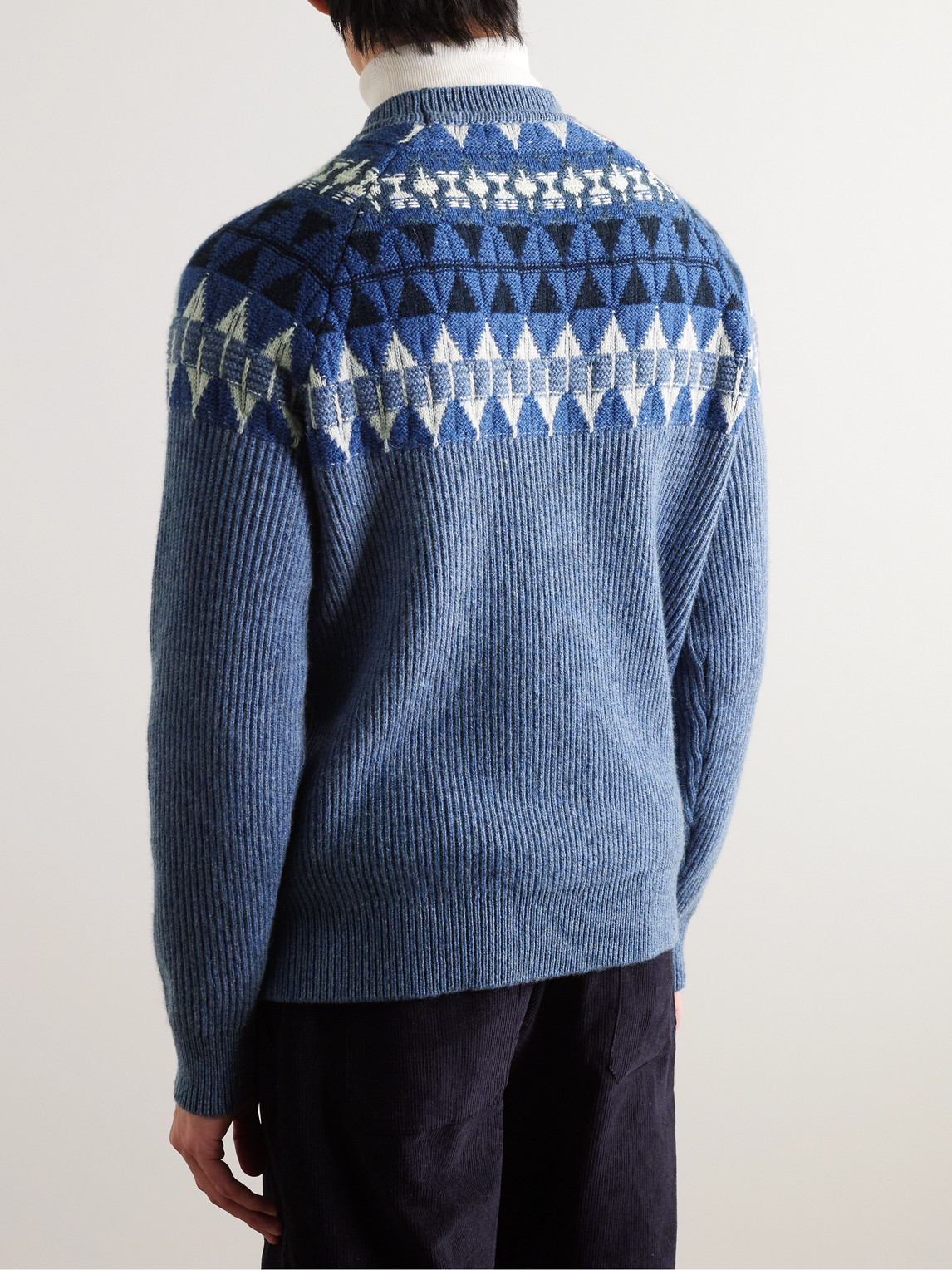 Shop Loro Piana Fair Isle Cashmere Sweater In Blue