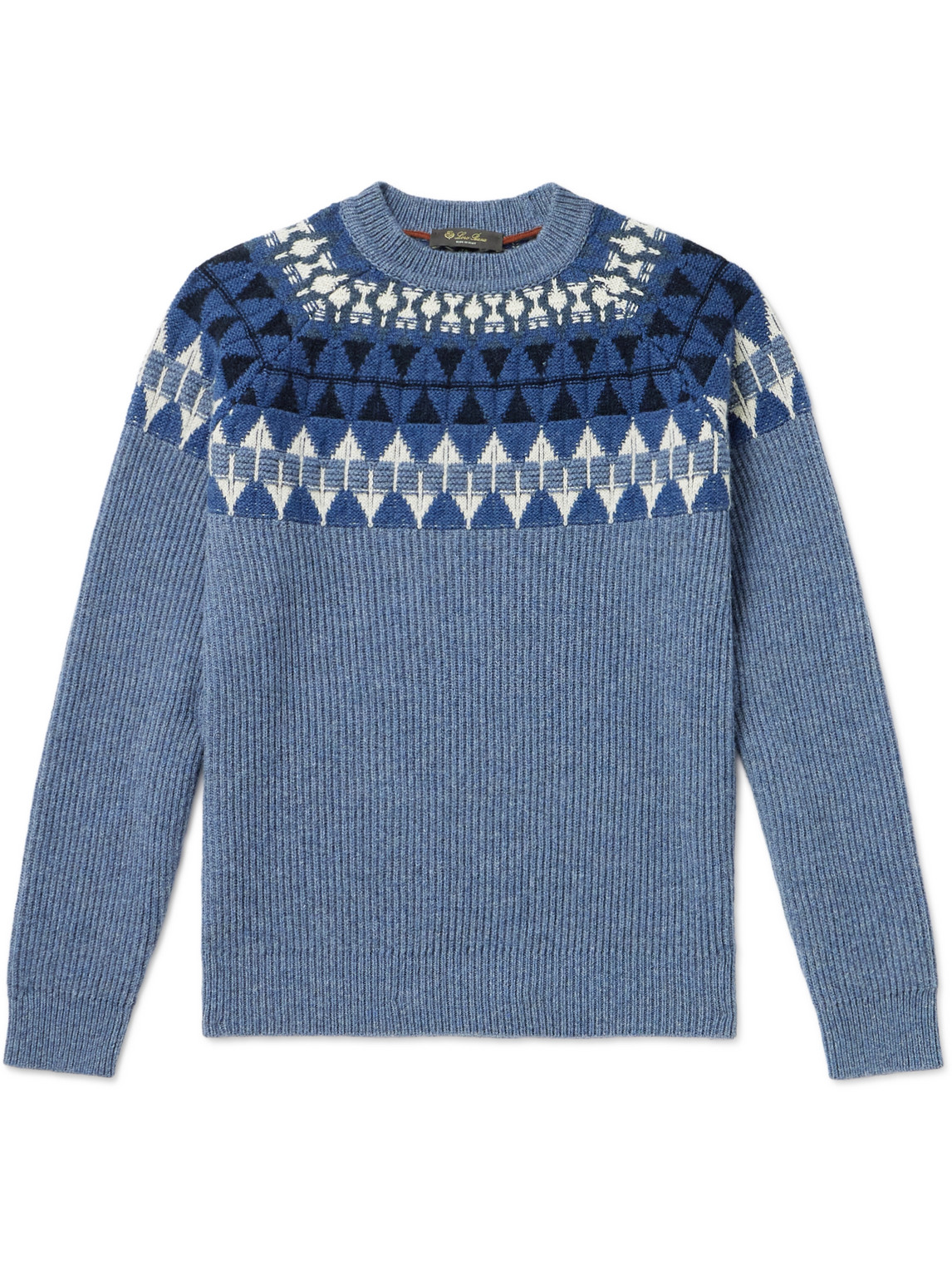 Loro Piana Fair Isle Cashmere Sweater In Blue