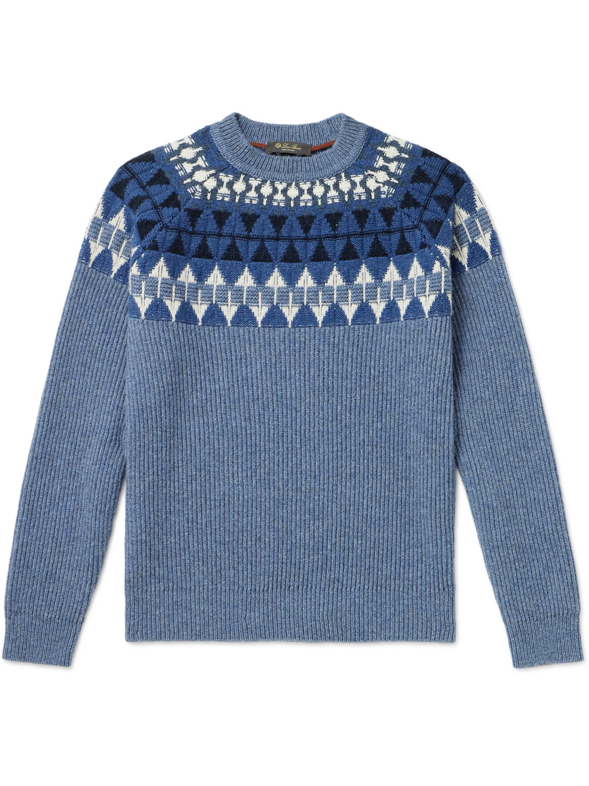 Loro Piana Fair Isle Cashmere Jumper In Blue