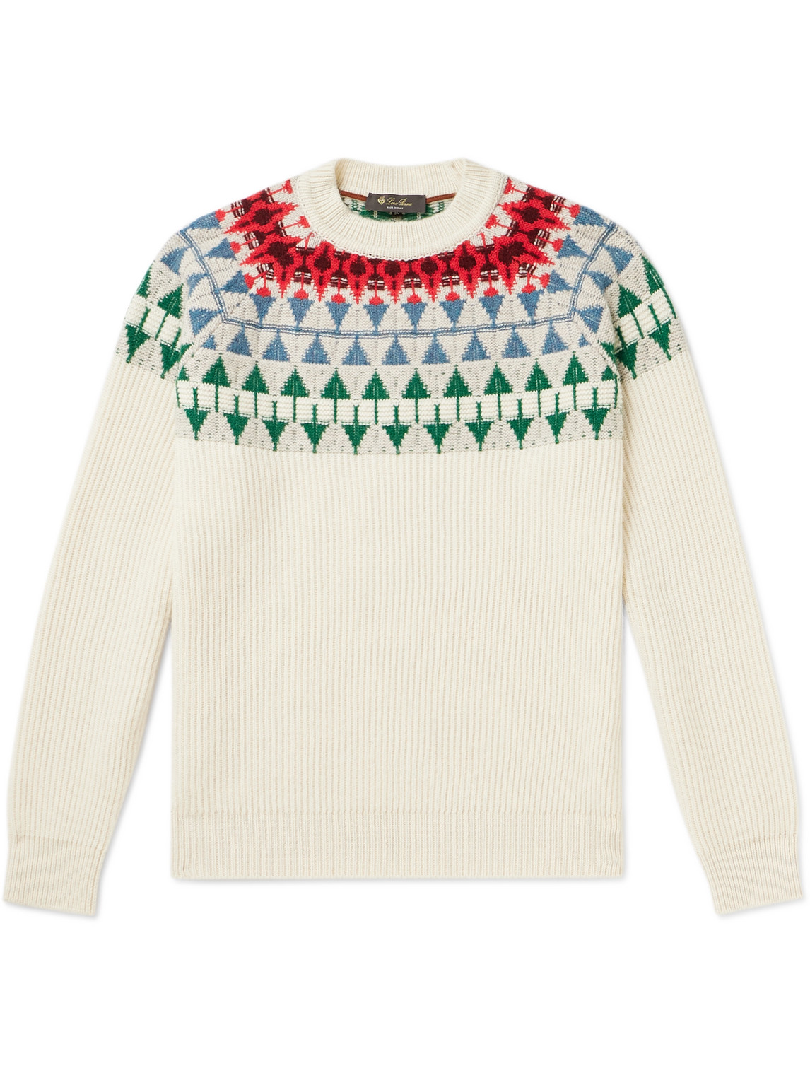 Loro Piana Fair Isle Cashmere Sweater In Neutrals