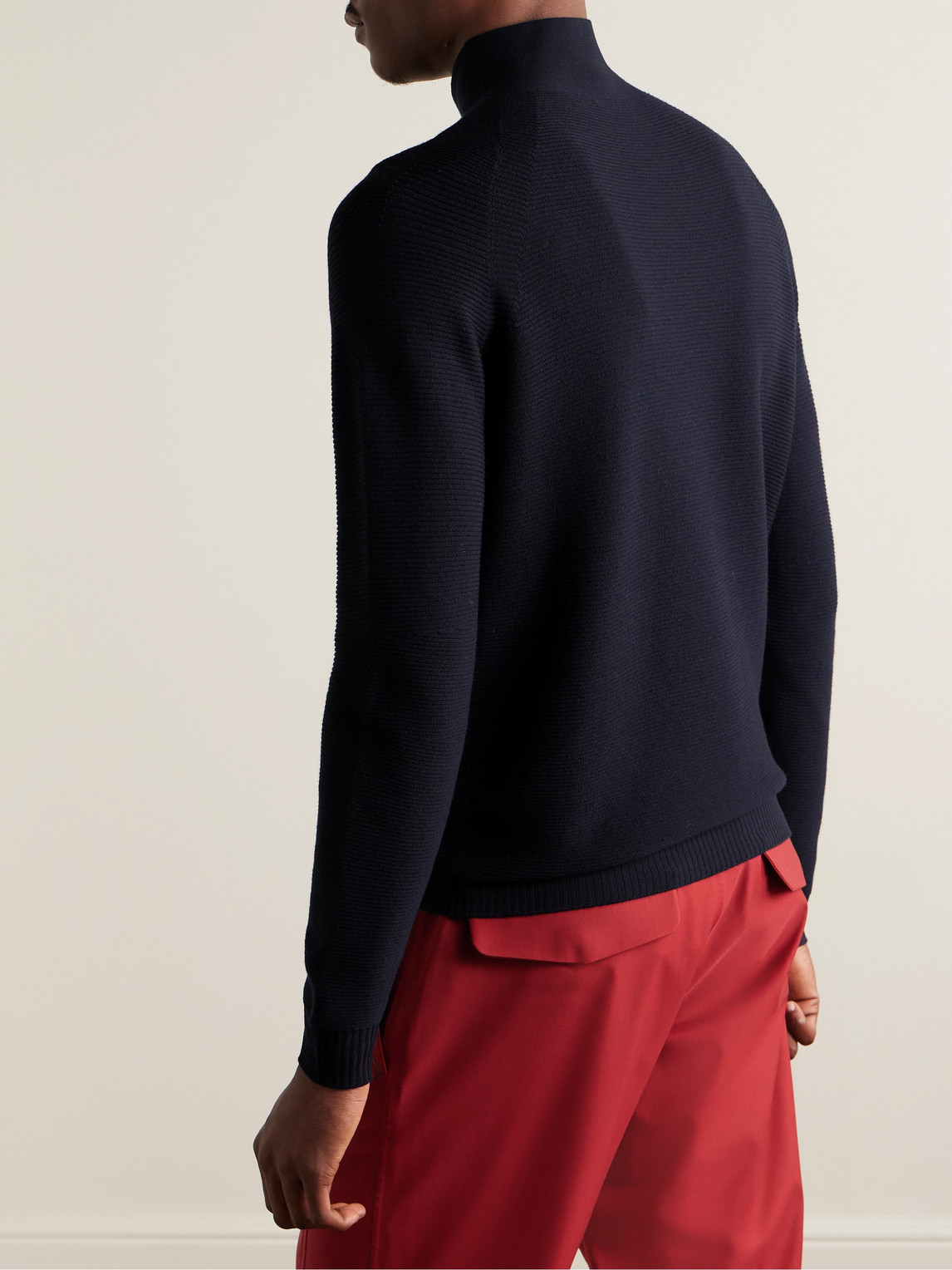  Loro Piana - Lupetto Slim-fit Ribbed Wish® Virgin Wool-blend Rollneck Ski Base Layer - Men - Blue - It 52 