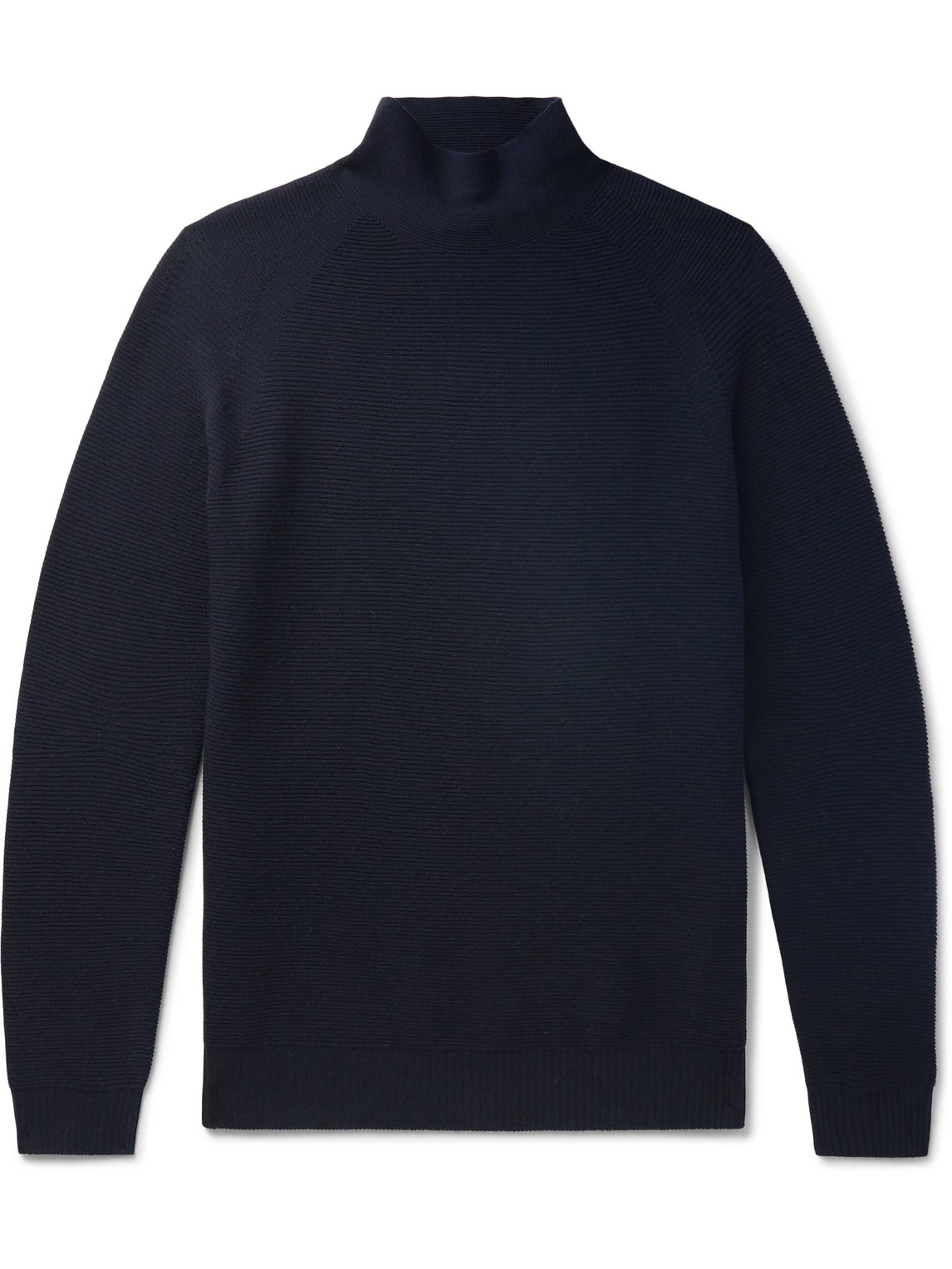 Loro Piana Lupetto Slim-fit Ribbed Wish® Virgin Wool-blend Rollneck Ski Base Layer In Blue