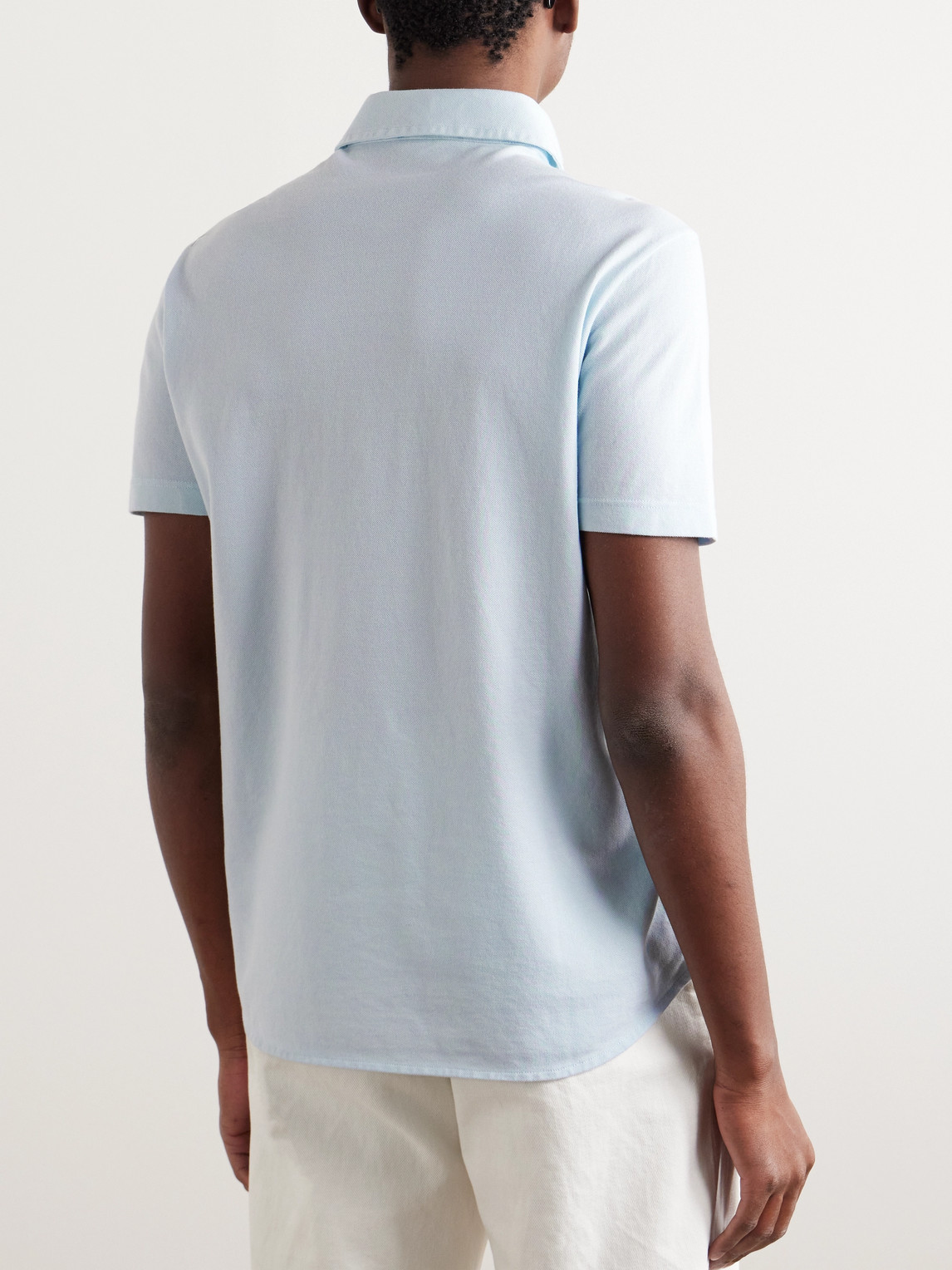 Loro Piana Cotton-piqué Polo Shirt In Blue