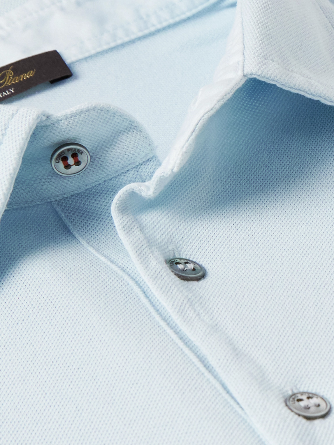 Loro Piana Cotton-piqué Polo Shirt In Blue