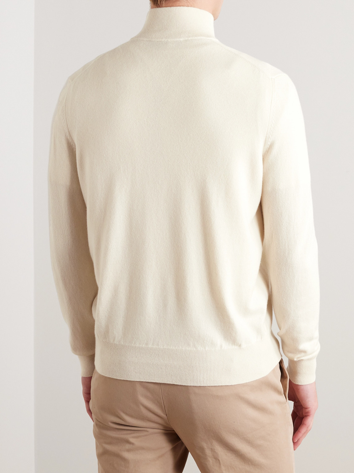 Shop Loro Piana Slim-fit Baby Cashmere Half-zip Sweater In Neutrals