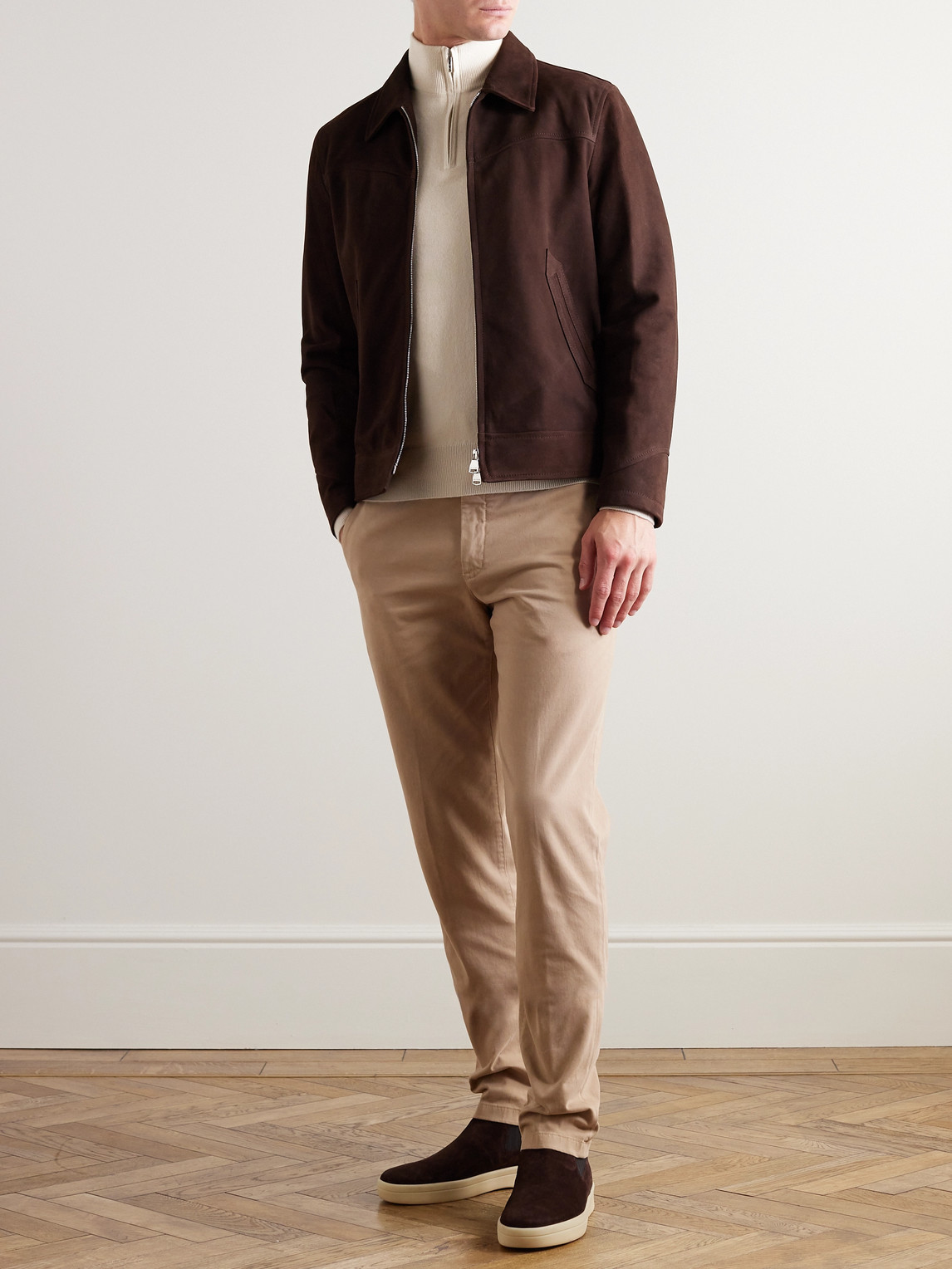 Shop Loro Piana Slim-fit Baby Cashmere Half-zip Sweater In Neutrals