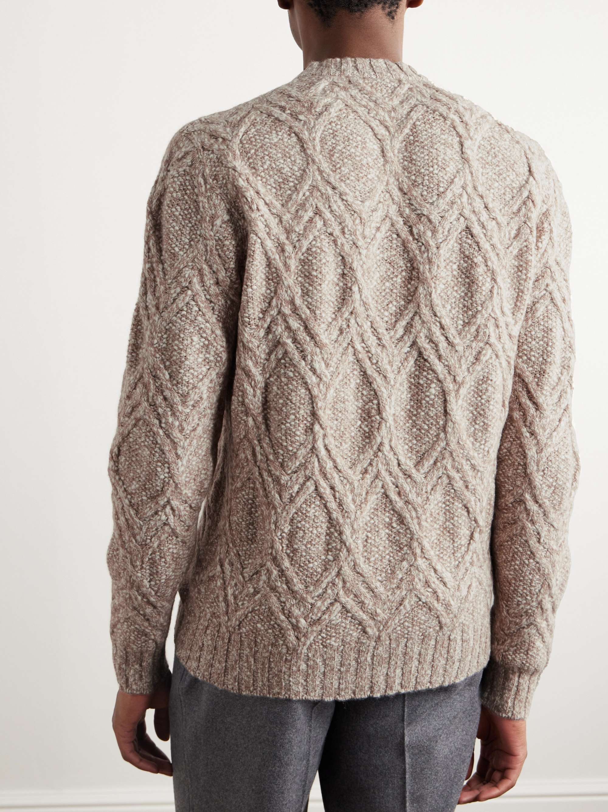 LORO PIANA Mélange Cable-Knit Wool and Cashmere-Blend Sweater for Men ...