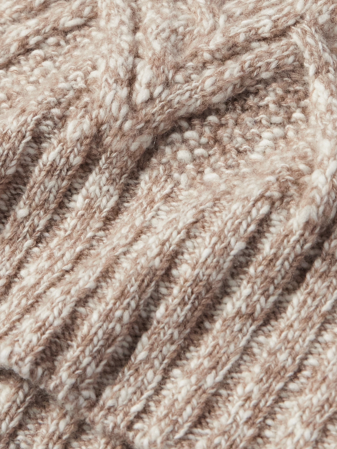 Shop Loro Piana Mélange Cable-knit Wool And Cashmere-blend Sweater In Neutrals