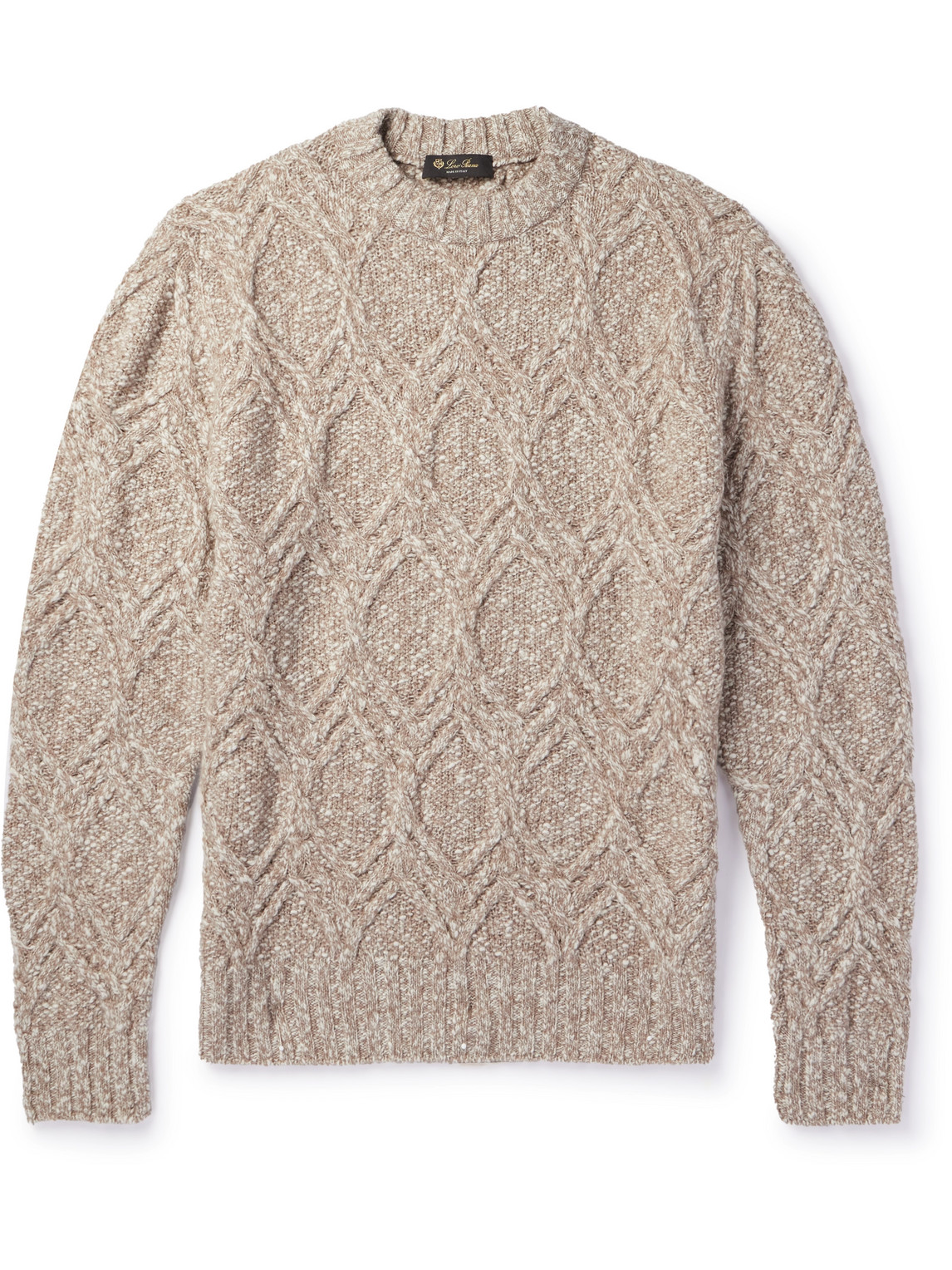 Loro Piana Mélange Cable-knit Wool And Cashmere-blend Sweater In Neutrals