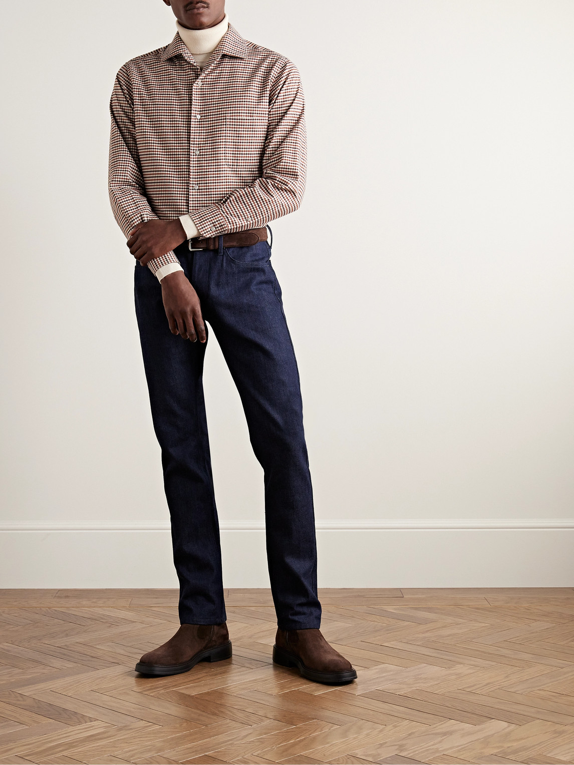 Shop Loro Piana Slim-fit Baby Cashmere Rollneck Sweater In Neutrals
