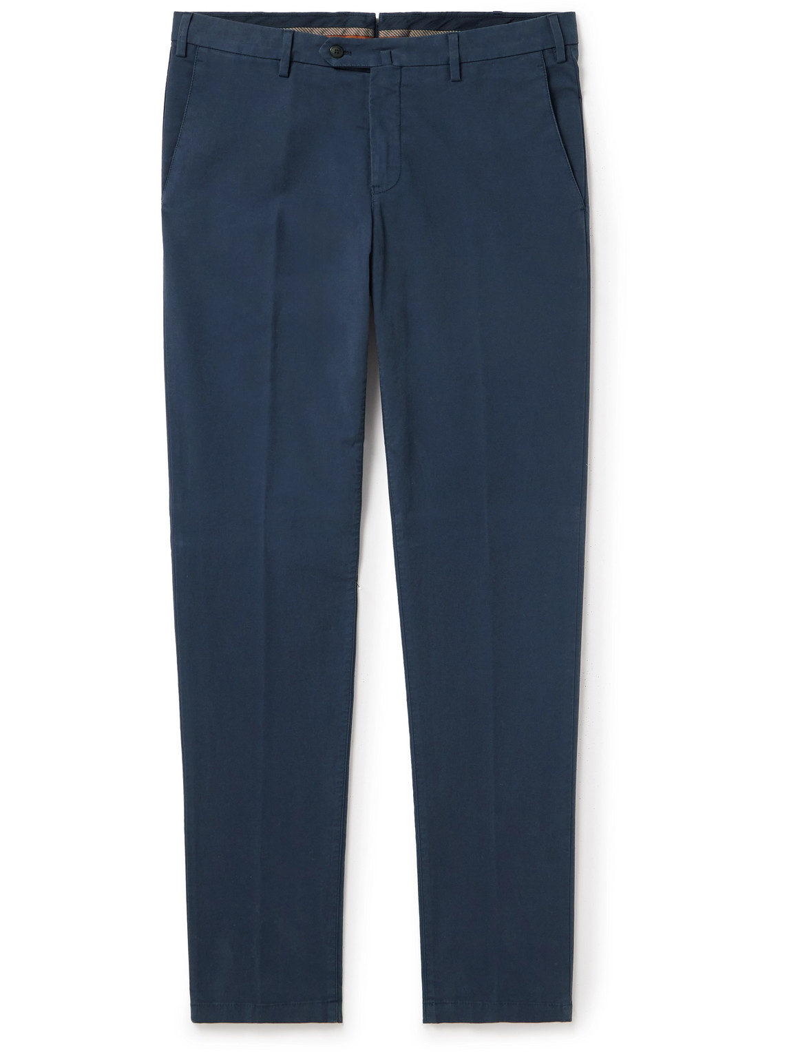 Loro Piana Slim-fit Cotton-blend Trousers In Blue