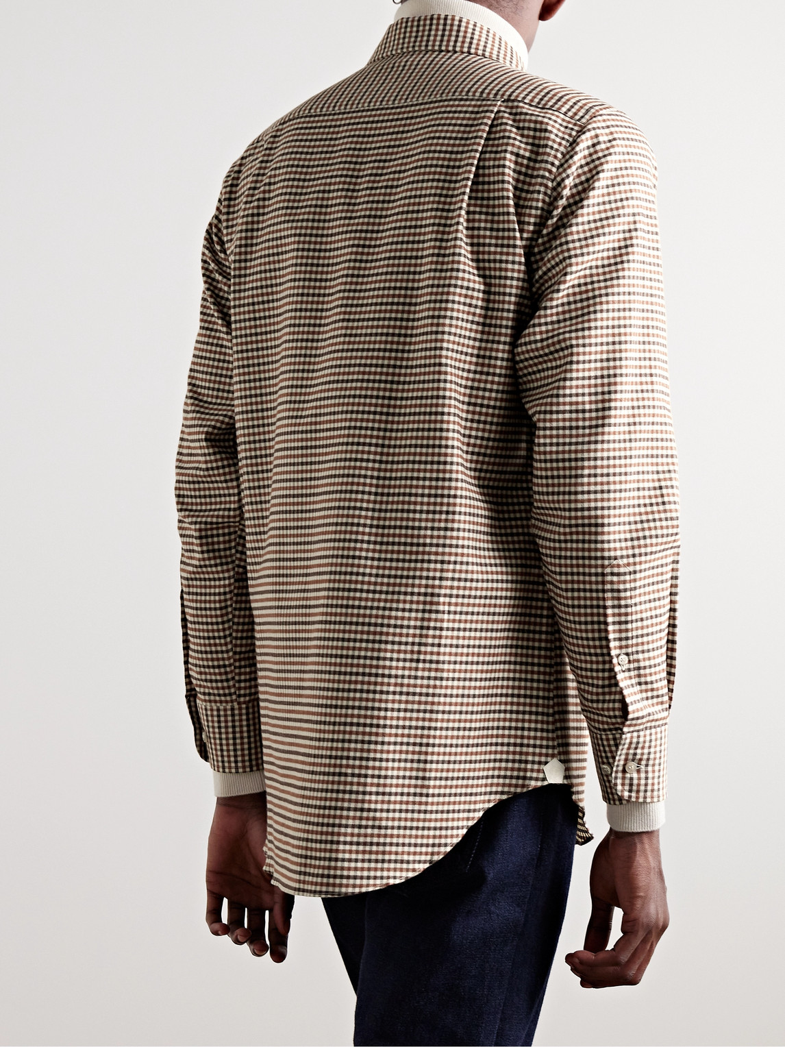 Loro Piana Logo-appliquéd Checked Cotton-flannel Shirt In Brown