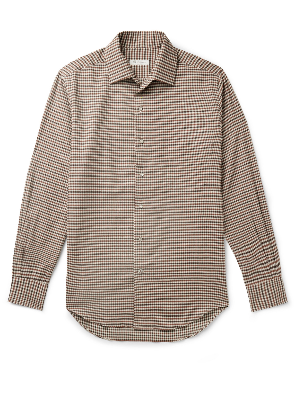 Loro Piana Logo-appliquéd Checked Cotton-flannel Shirt In Brown