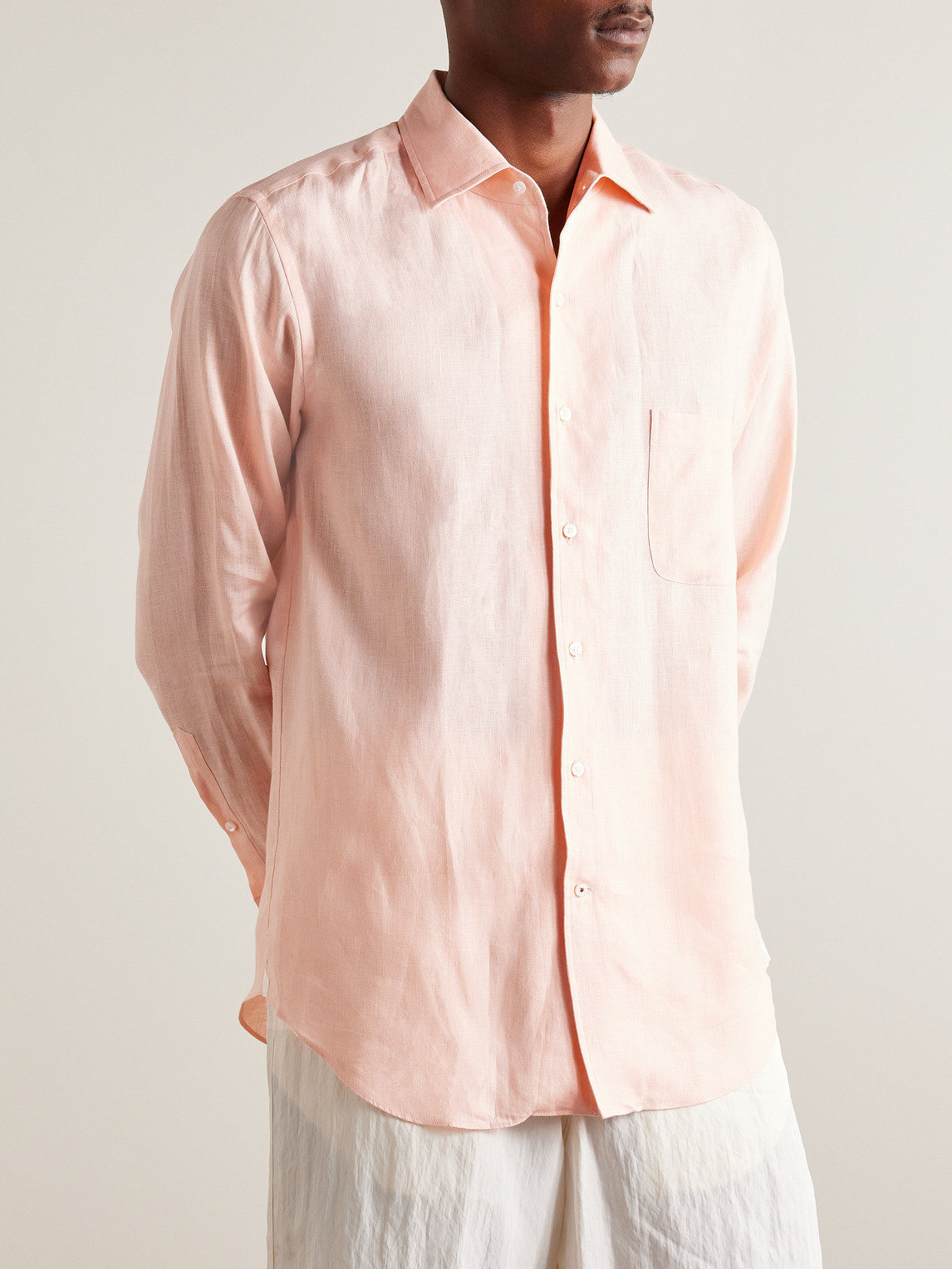 Loro Piana Andre Arizona Linen Shirt In Pink