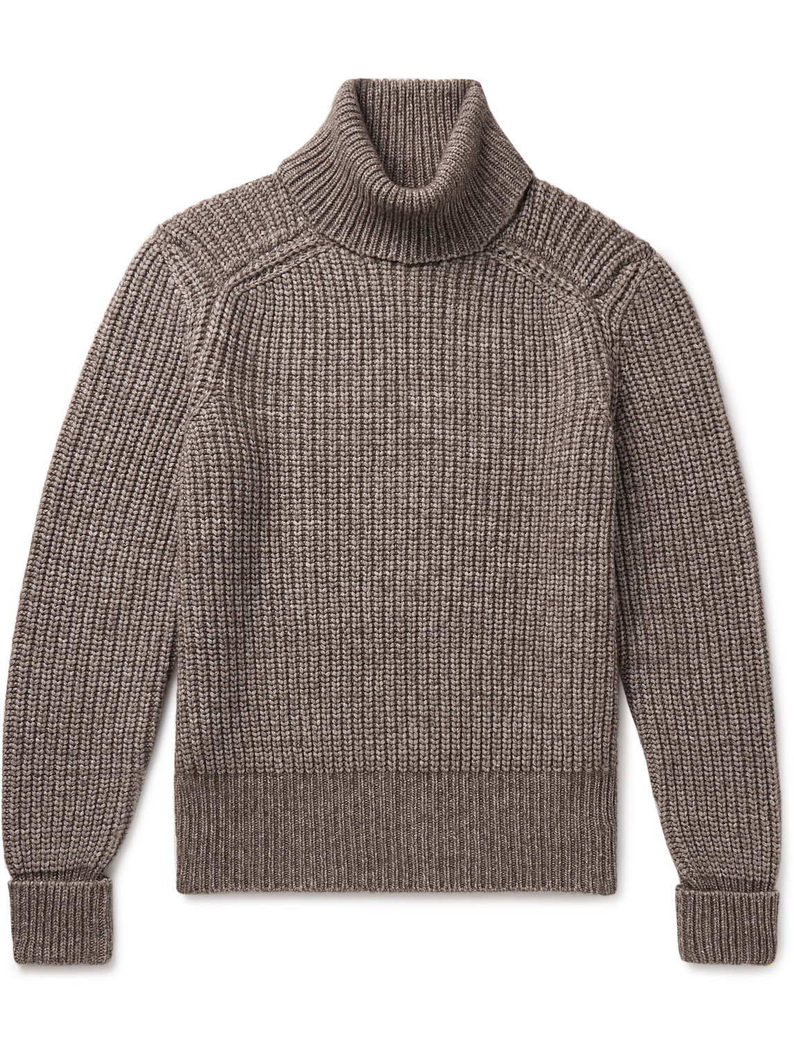 Loro Piana Ribbed Cotton, Yak And Virgin Wool-blend Rollneck Sweater In Brown