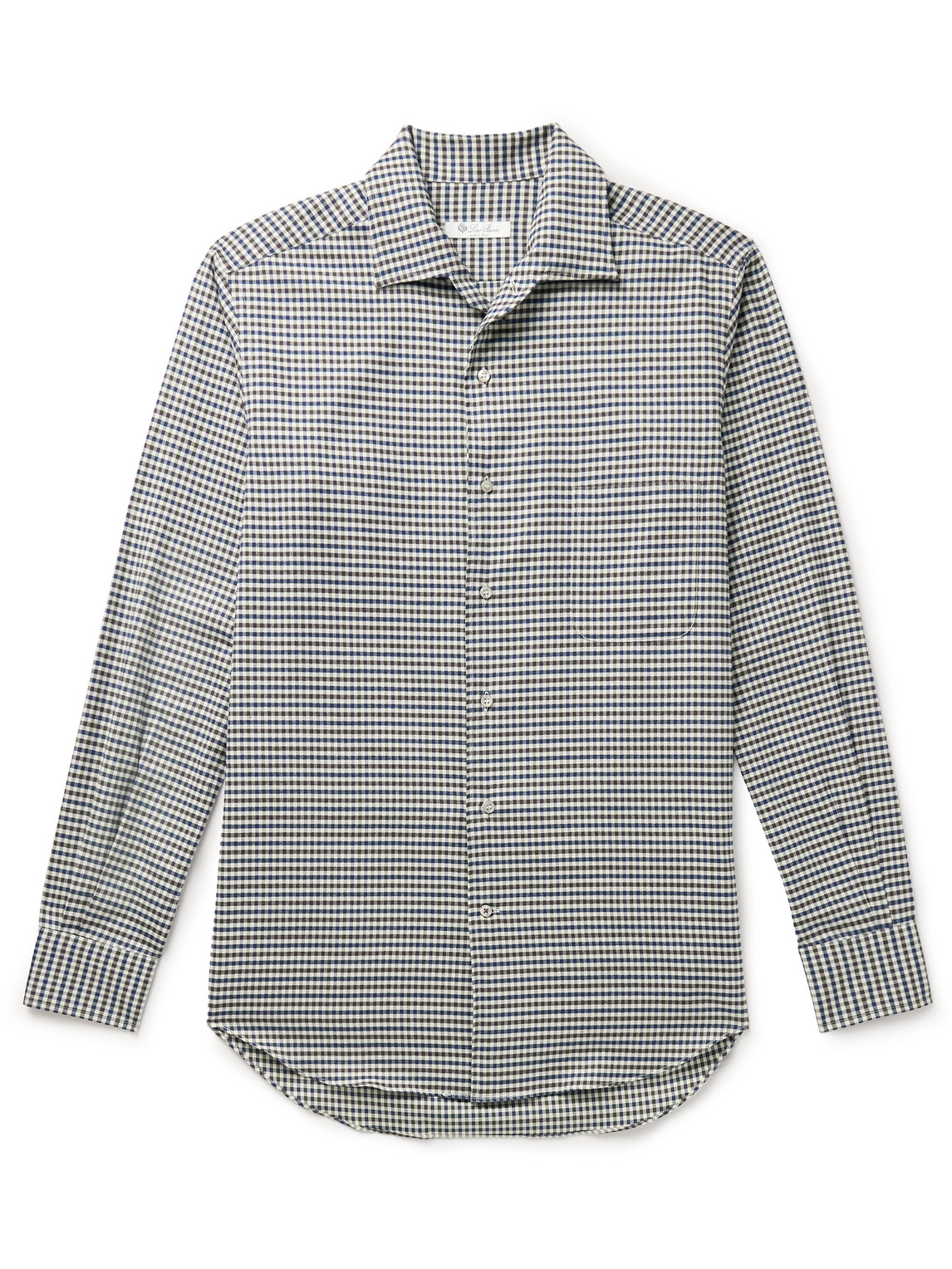 Loro Piana Logo-appliquéd Checked Cotton-flannel Shirt In Blue