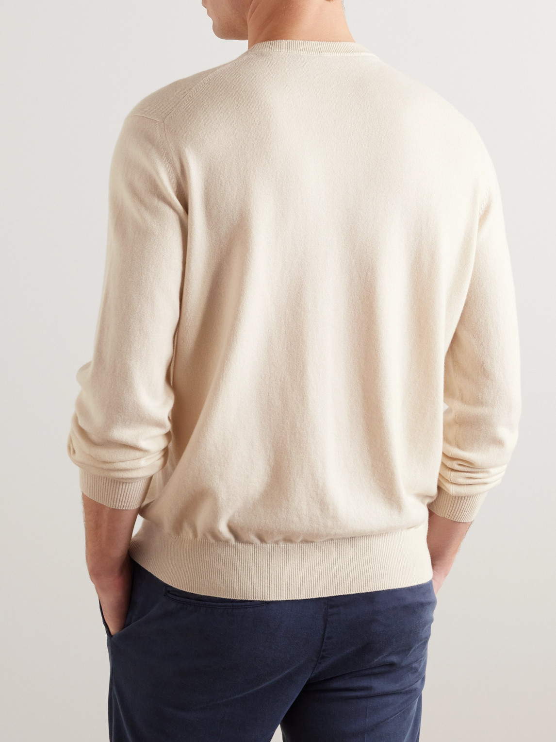 Shop Loro Piana Slim-fit Baby Cashmere Sweater In Neutrals