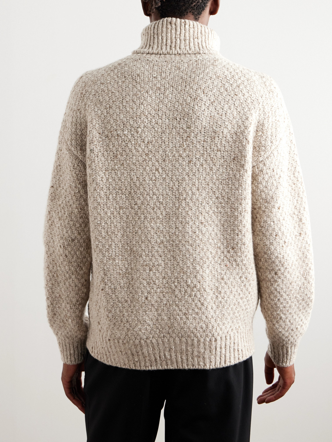Shop Loro Piana Newcastle Mélange Cable-knit Wool And Cashmere-blend Rollneck Sweater In Neutrals