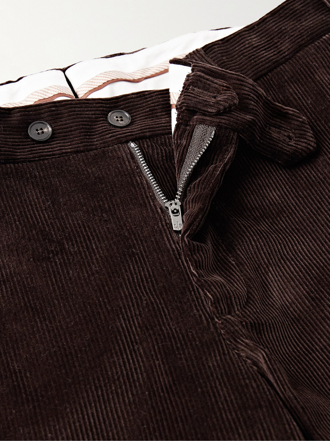 Shop Loro Piana Straight-leg Cotton-corduroy Trousers In Brown
