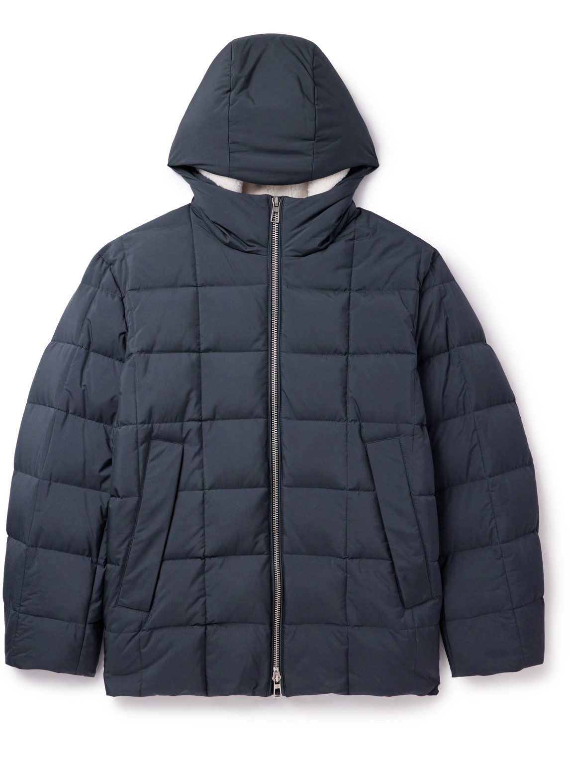 Loro Piana Quilted Shell Down Hooded Jacket In Blue
