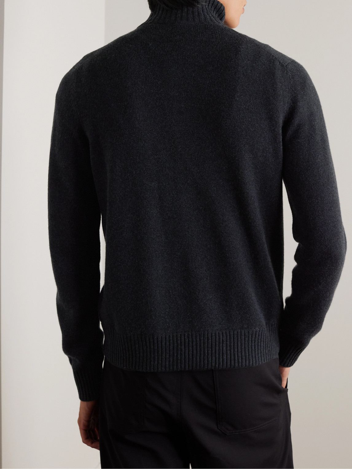 Shop Loro Piana Cashmere Zip-up Sweater In Gray