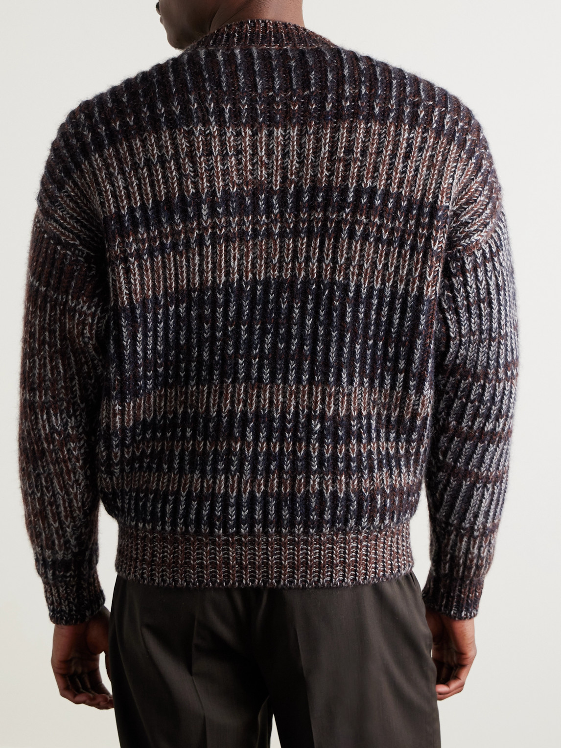 Shop Loro Piana Ribbed Cashmere And Mohair-blend Sweater In Blue