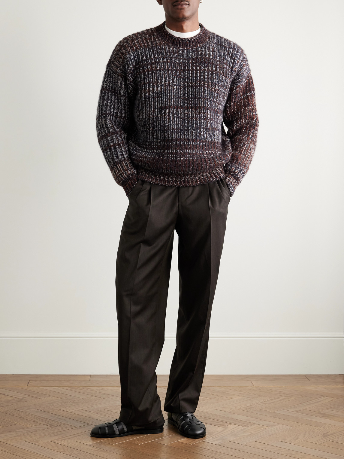 Shop Loro Piana Ribbed Cashmere And Mohair-blend Sweater In Blue