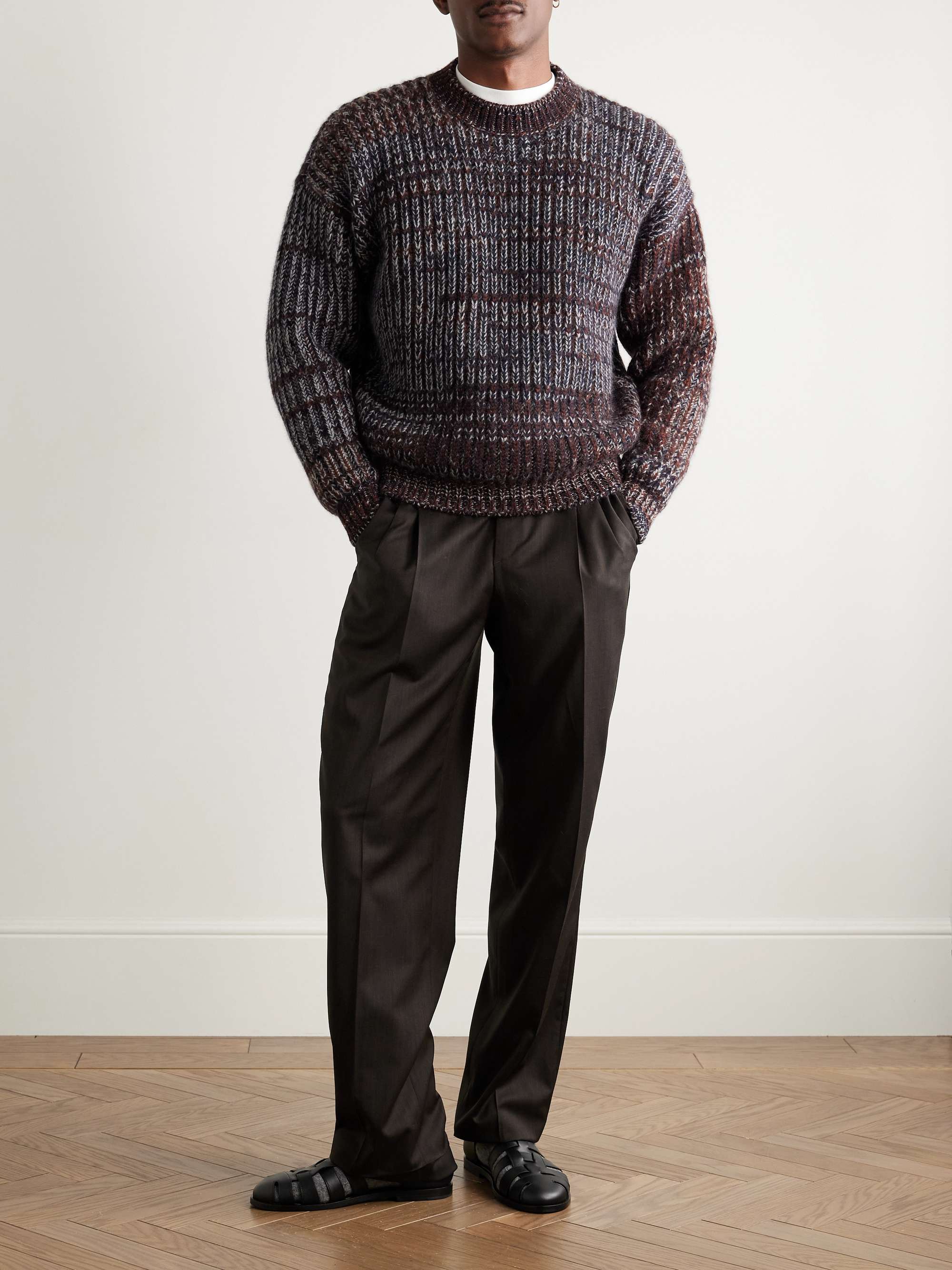 LORO PIANA Ribbed Cashmere and Mohair-Blend Sweater for Men LORO PIANA Ribbed Cashmere and Mohair-Blend Sweater for Men
