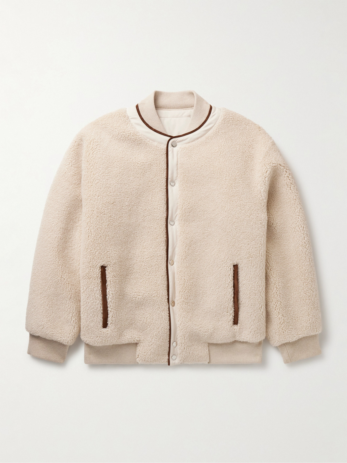 Loro Piana Arosa Reversible Suede-trimmed Cashfur And Quilted Wind Shell Bomber Jacket In Neutrals
