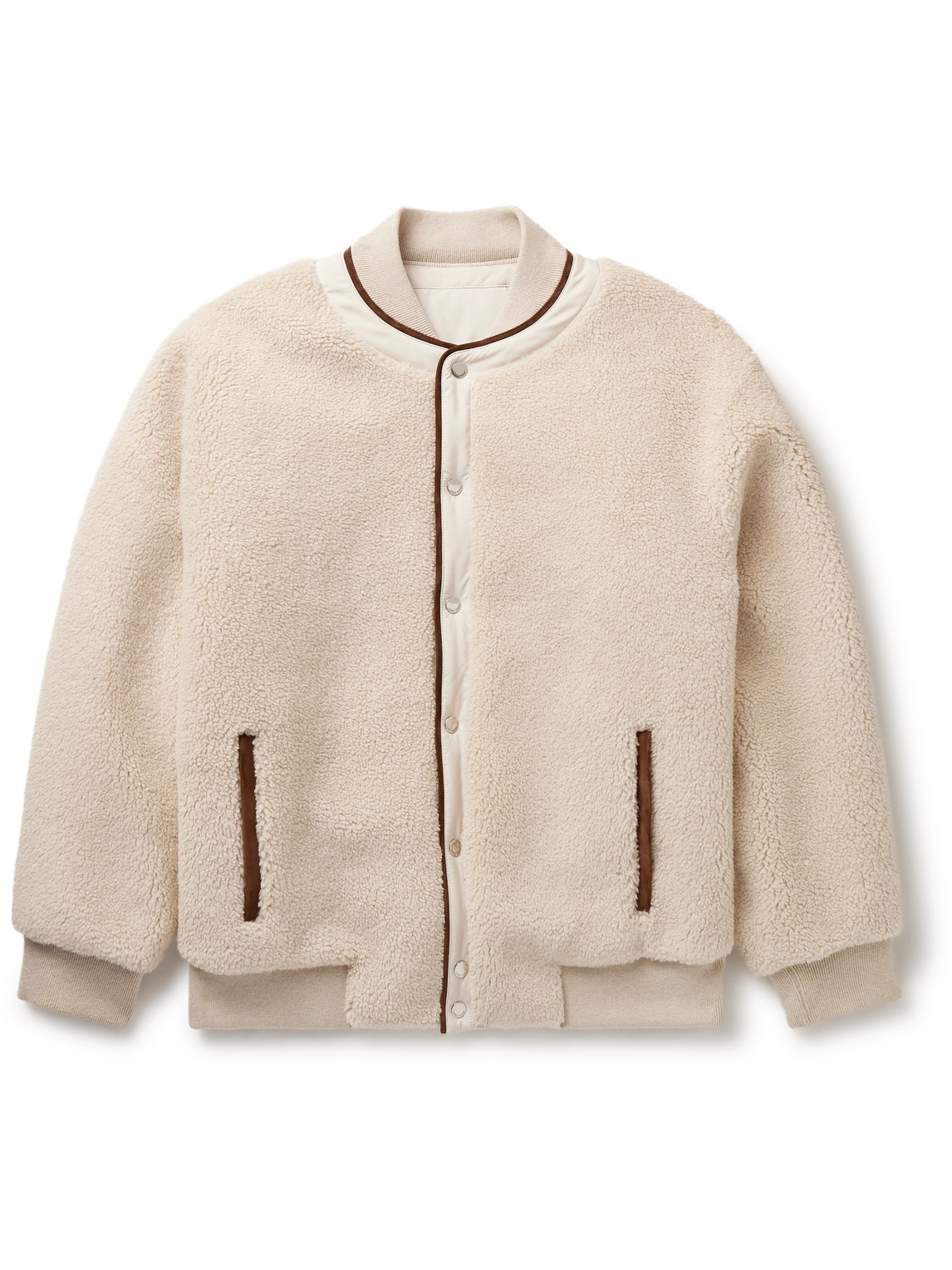 Arosa Reversible Suede-Trimmed Cashfur and Quilted Wind Shell Bomber Jacket