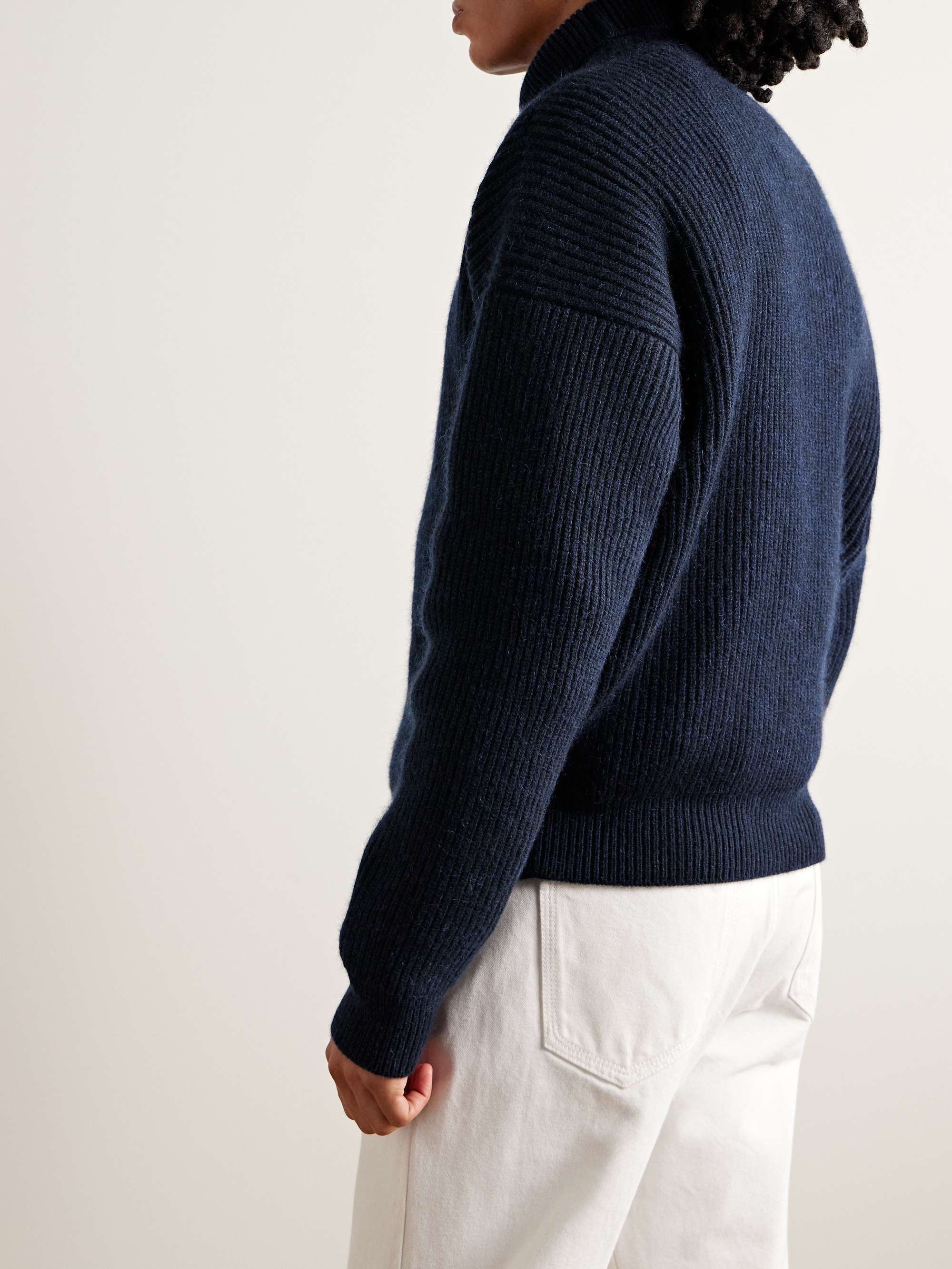 LORO PIANA Ribbed Cashmere and Mohair-Blend Rollneck Sweater for Men ...