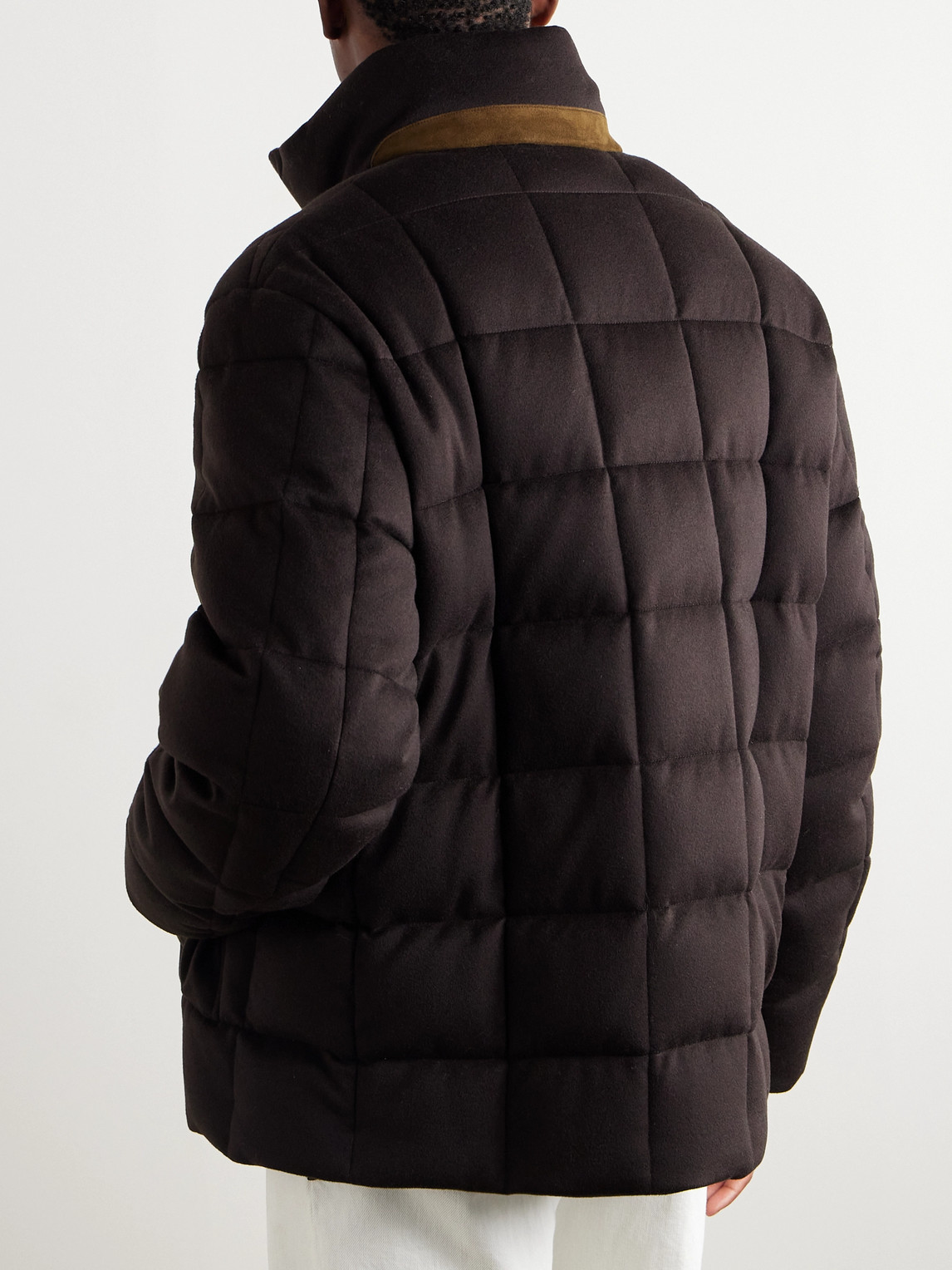 Shop Loro Piana Tuul Suede-trimmed Quilted Cashmere Down Jacket In Black