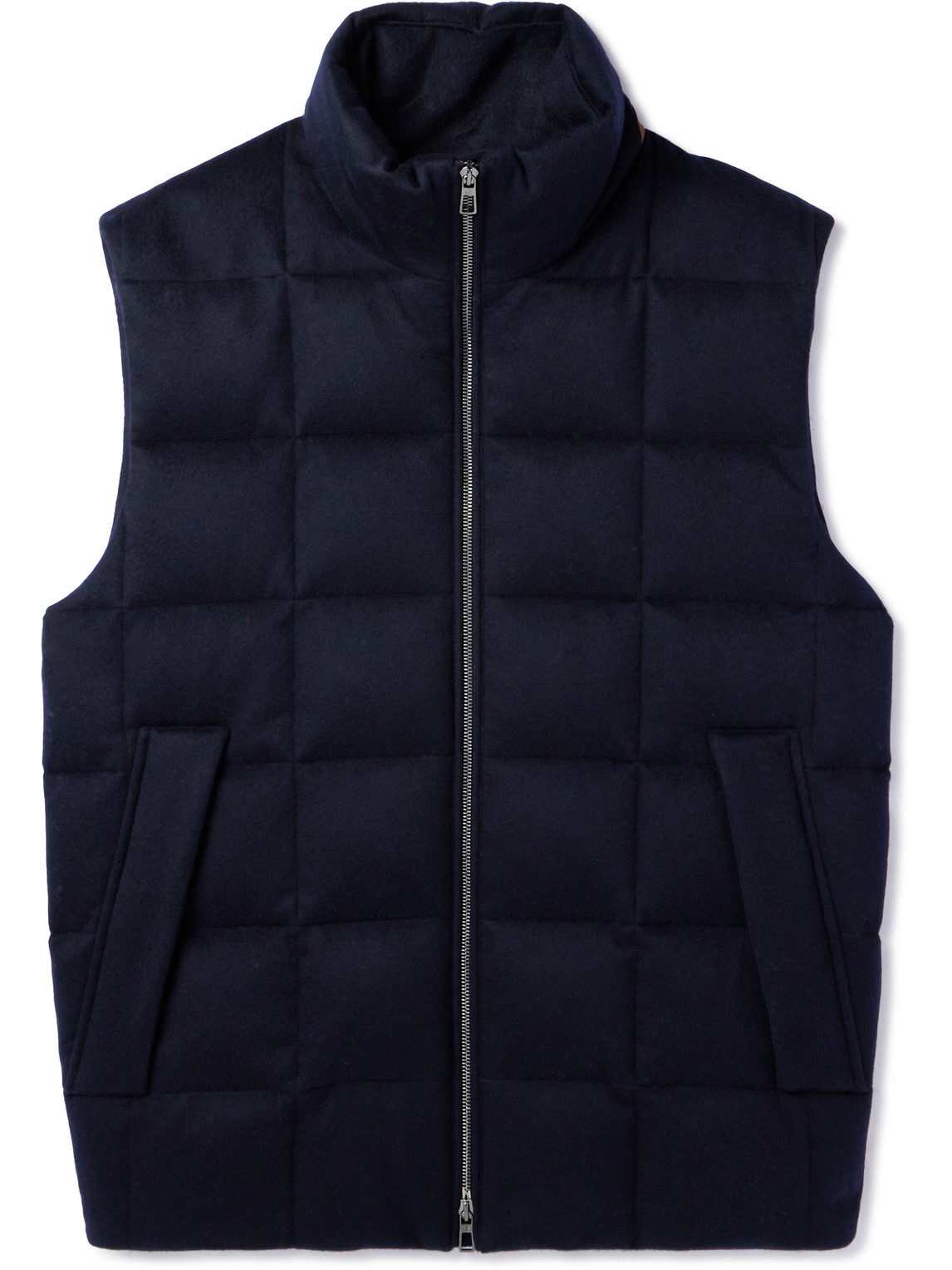 Loro Piana Tuul Suede-trimmed Quilted Storm System® Cashmere Down Gilet In Blue