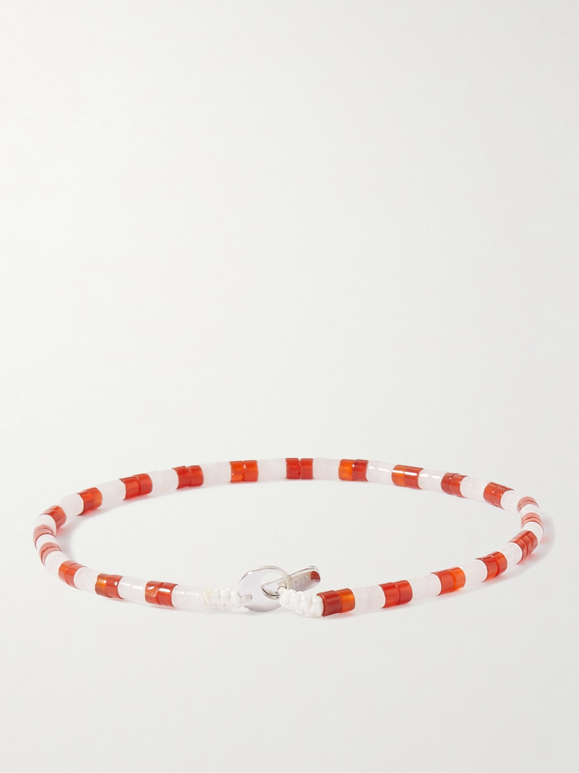 Shop Miansai Kai Silver Carnelian Beaded Bracelet In Red