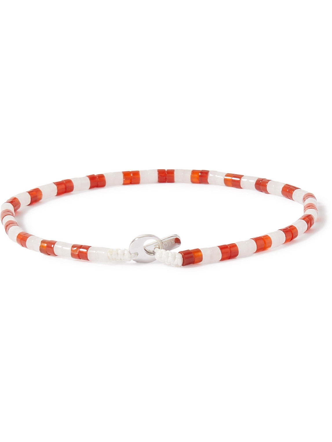 Miansai Kai Silver Carnelian Beaded Bracelet In Red