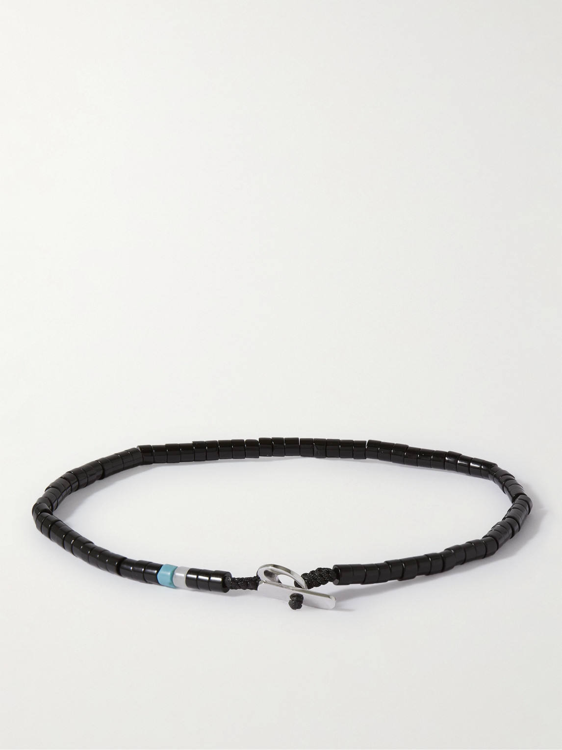 Shop Miansai Zane Silver Onyx Bracelet In Black