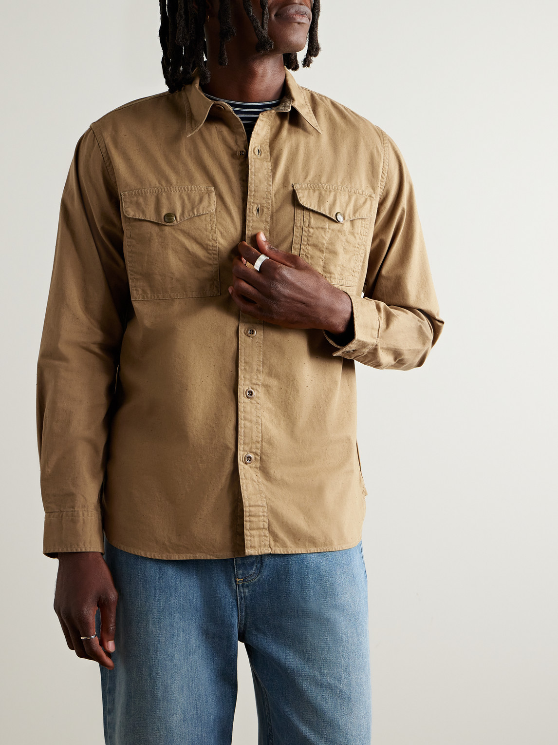 Shop Rrl Seattle Cotton-twill Shirt In Neutrals
