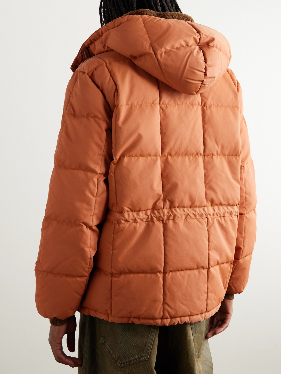 Shop Rrl Barrett Quilted Padded Nylon Hooded Jacket In Orange