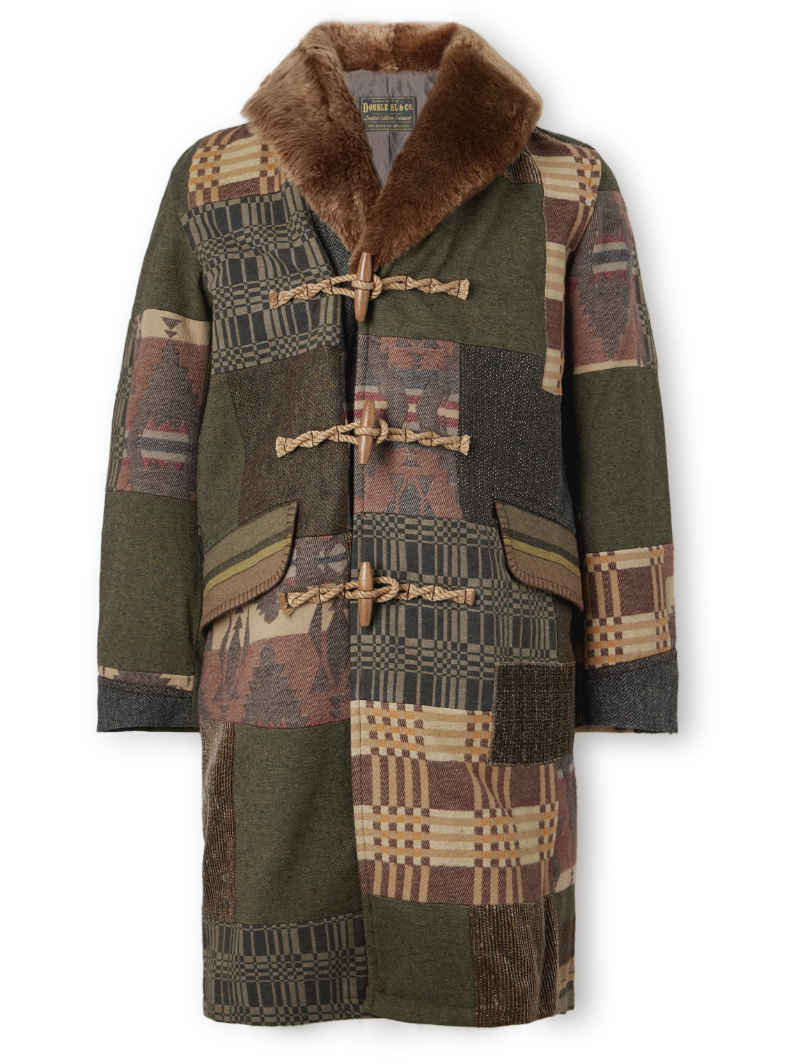 Rrl Ellendale Patchwork Cotton-blend Coat In Brown