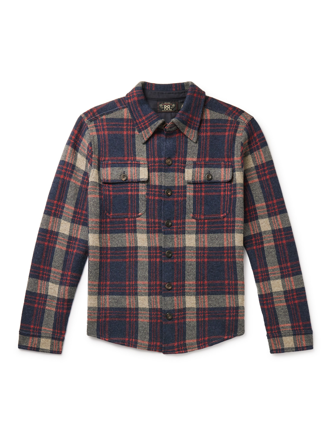 Shop Rrl Matlock Checked Wool, Linen And Cashmere-blend Shirt In Blue