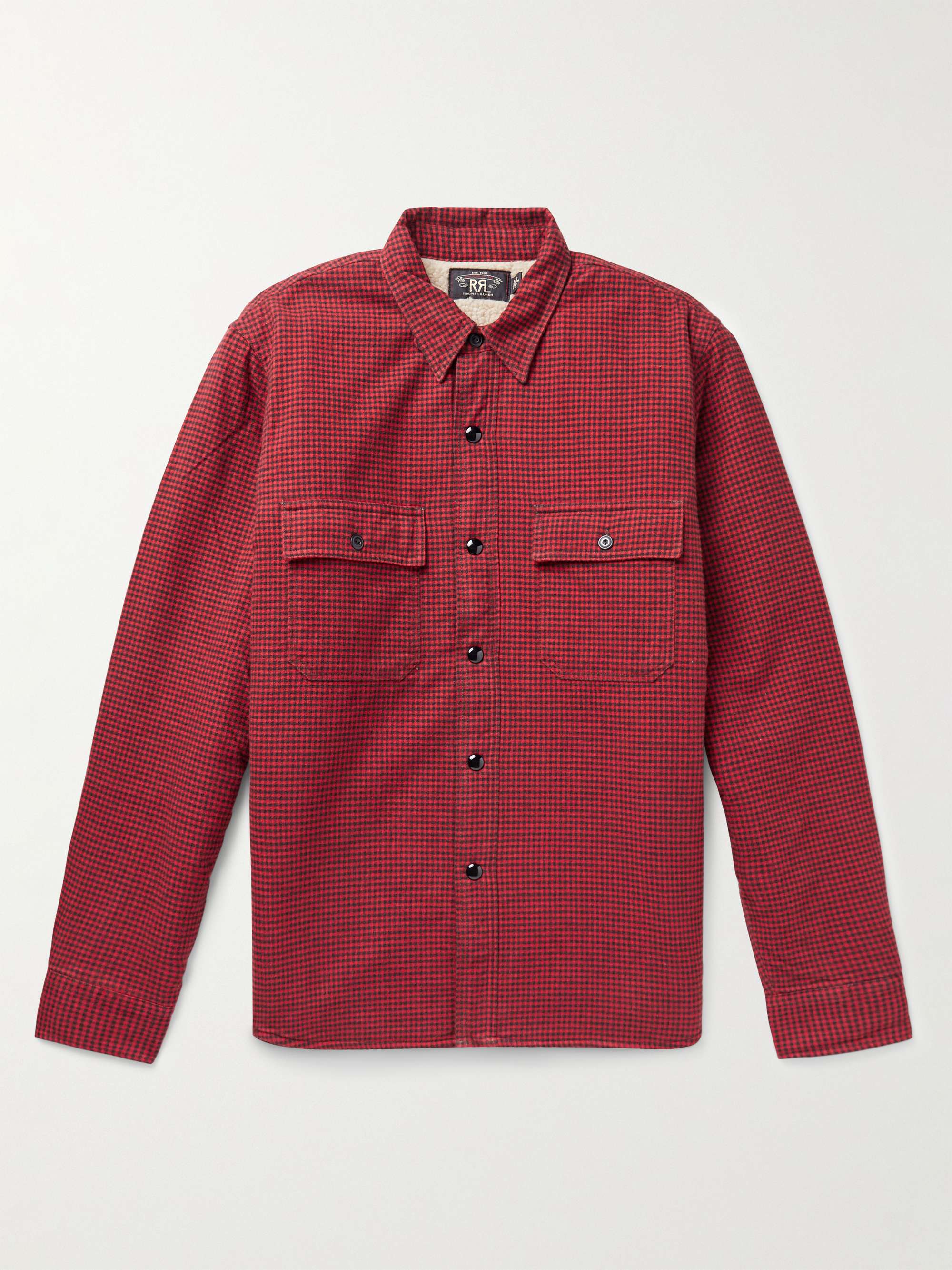 Vermont Faux Shearling-Lined Buffalo-Checked Cotton-Flannel Shirt