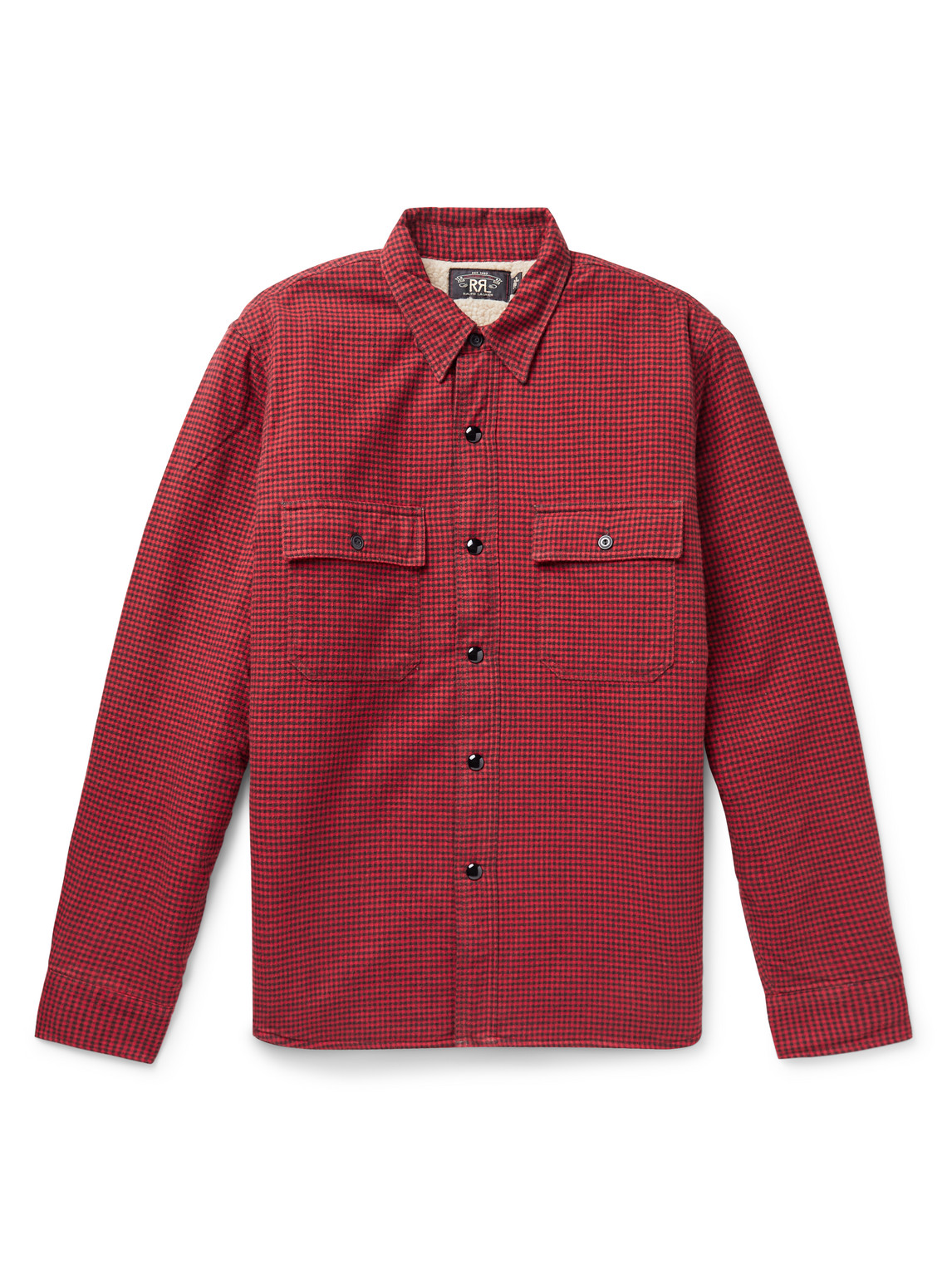 Rrl Vermont Faux Shearling-lined Buffalo-checked Cotton-flannel Shirt In Red