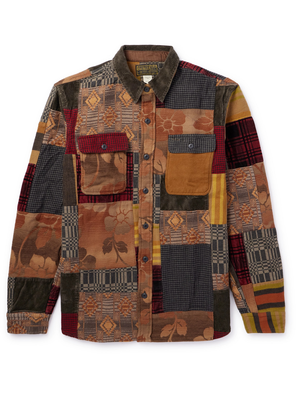 Rrl Corduroy-trimmed Patchwork Cotton Overshirt In Multi