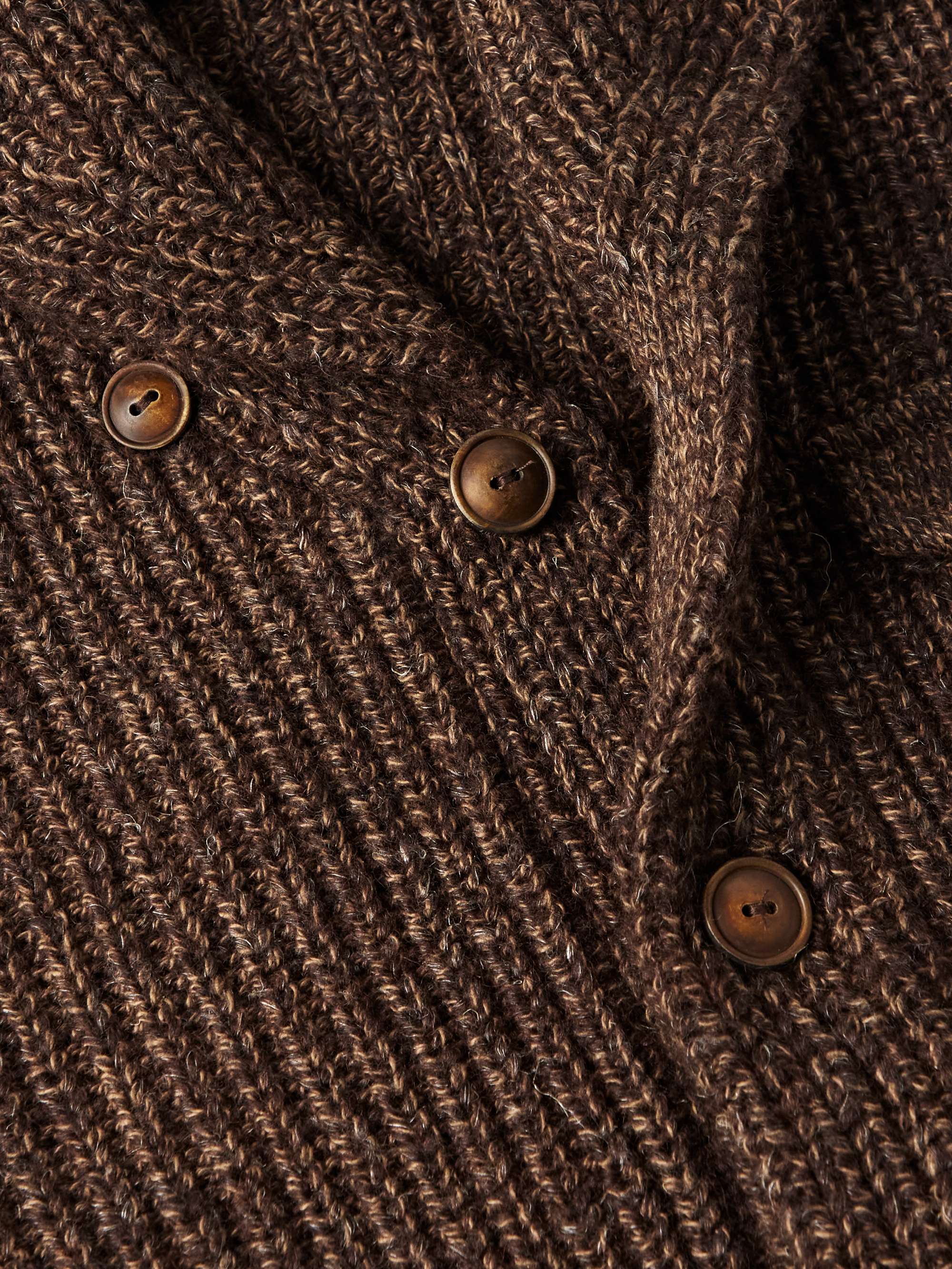RRL Shawl-Collar Suede-Trimmed Ribbed Wool, Cotton and Linen-Blend ...